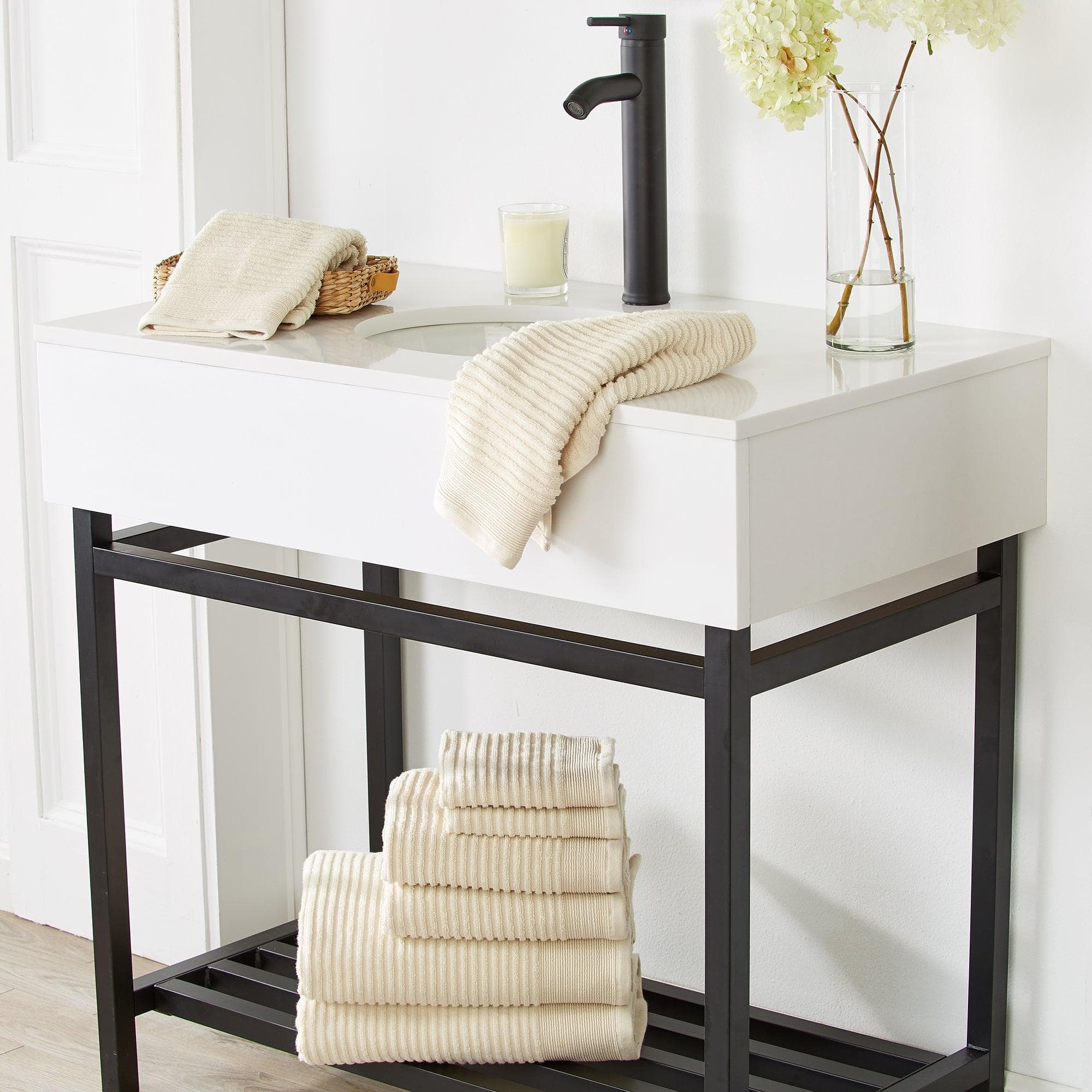 4 Pack Ribbed Hand Towels - Rori Collection - Best Buy Furniture