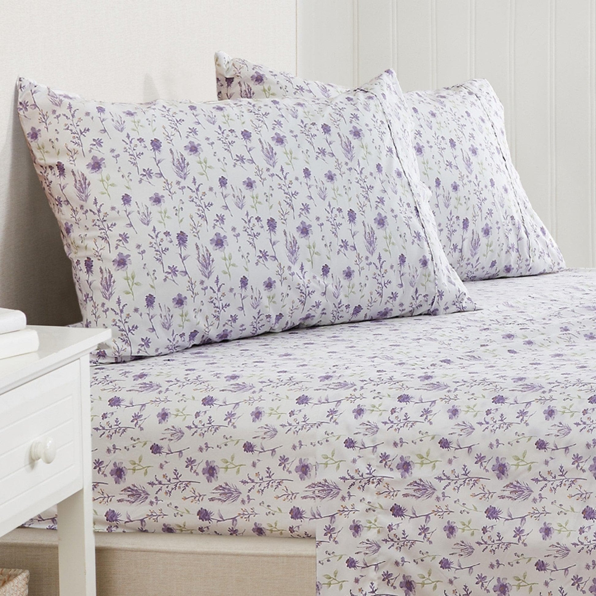 4 Piece Watercolor Floral Microfiber Sheet - Delia Collection - Best Buy Furniture