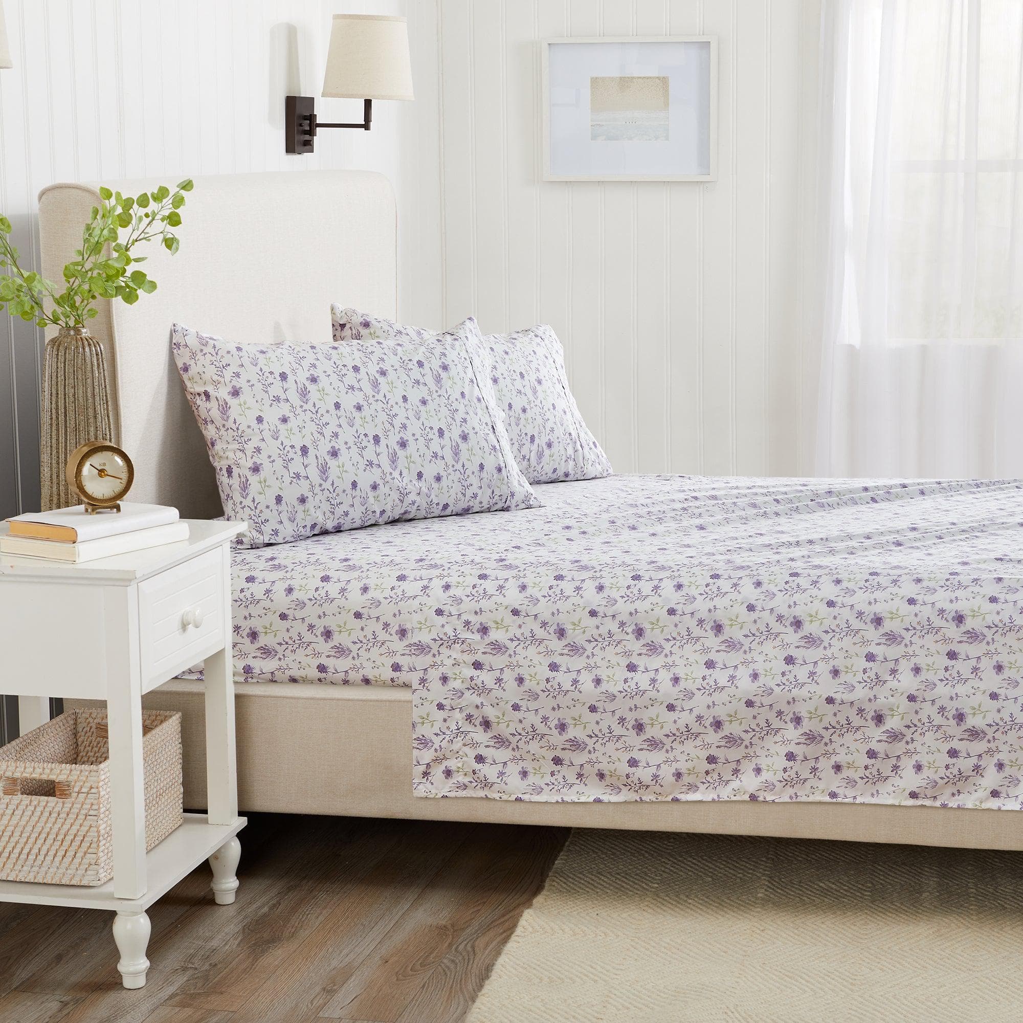 4 Piece Watercolor Floral Microfiber Sheet - Delia Collection - Best Buy Furniture