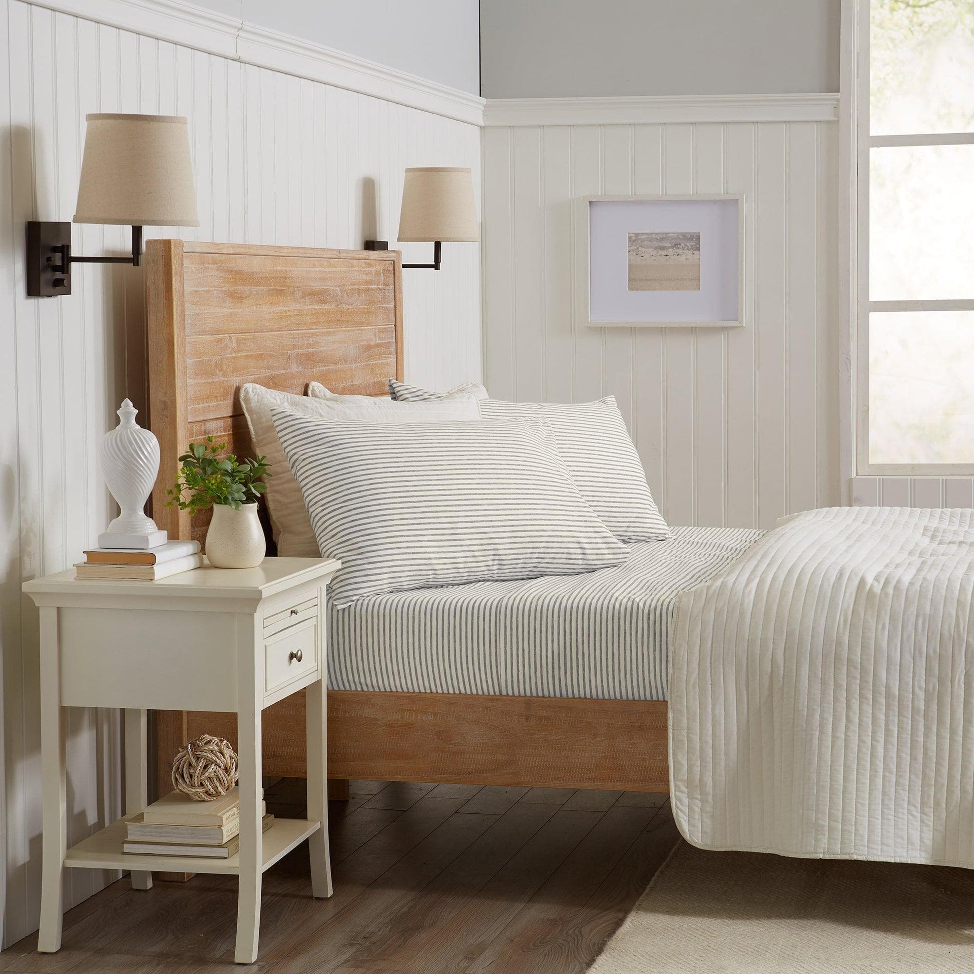 Striped Microfiber Sheet Set - Evette Collection - Best Buy Furniture