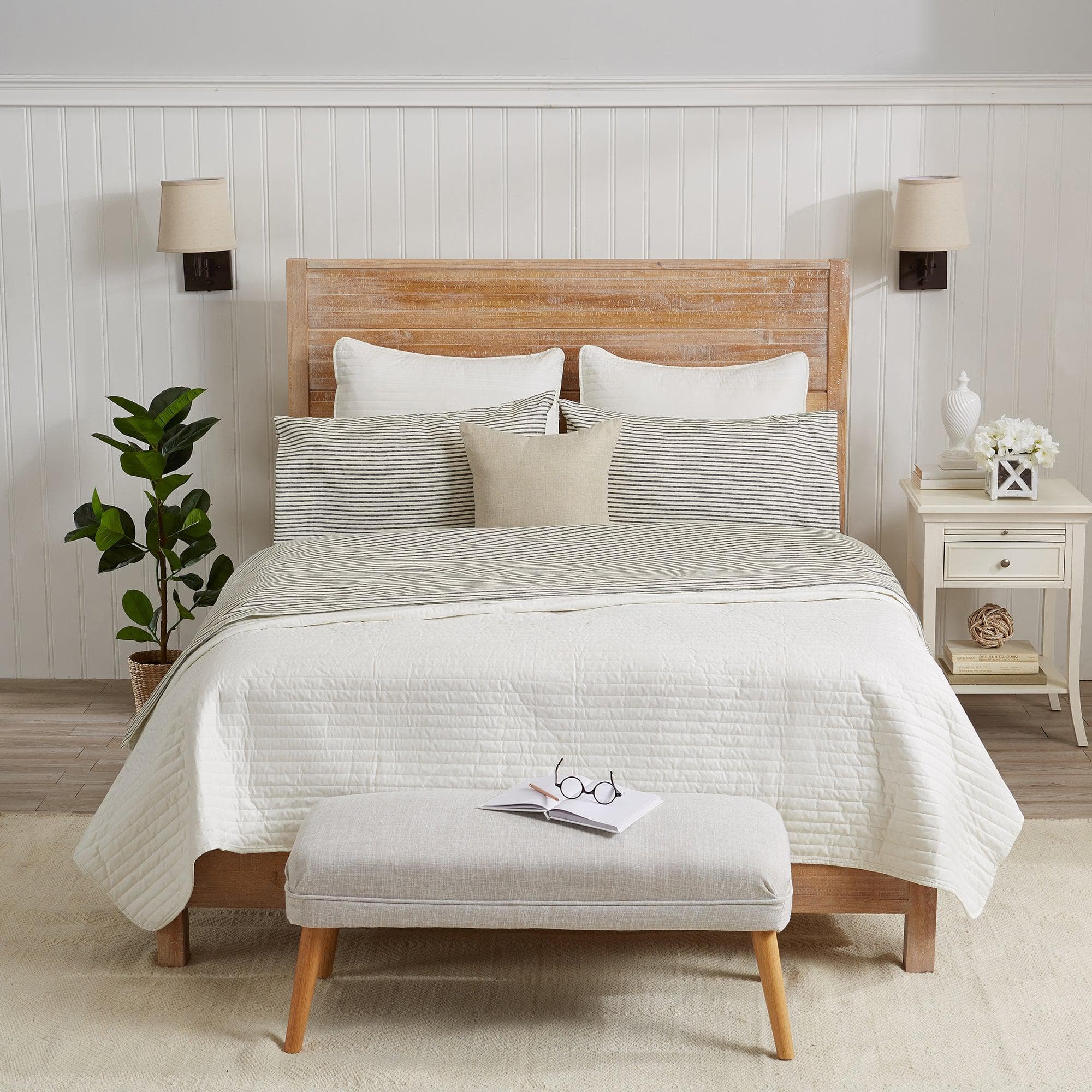 Striped Microfiber Sheet Set - Evette Collection - Best Buy Furniture