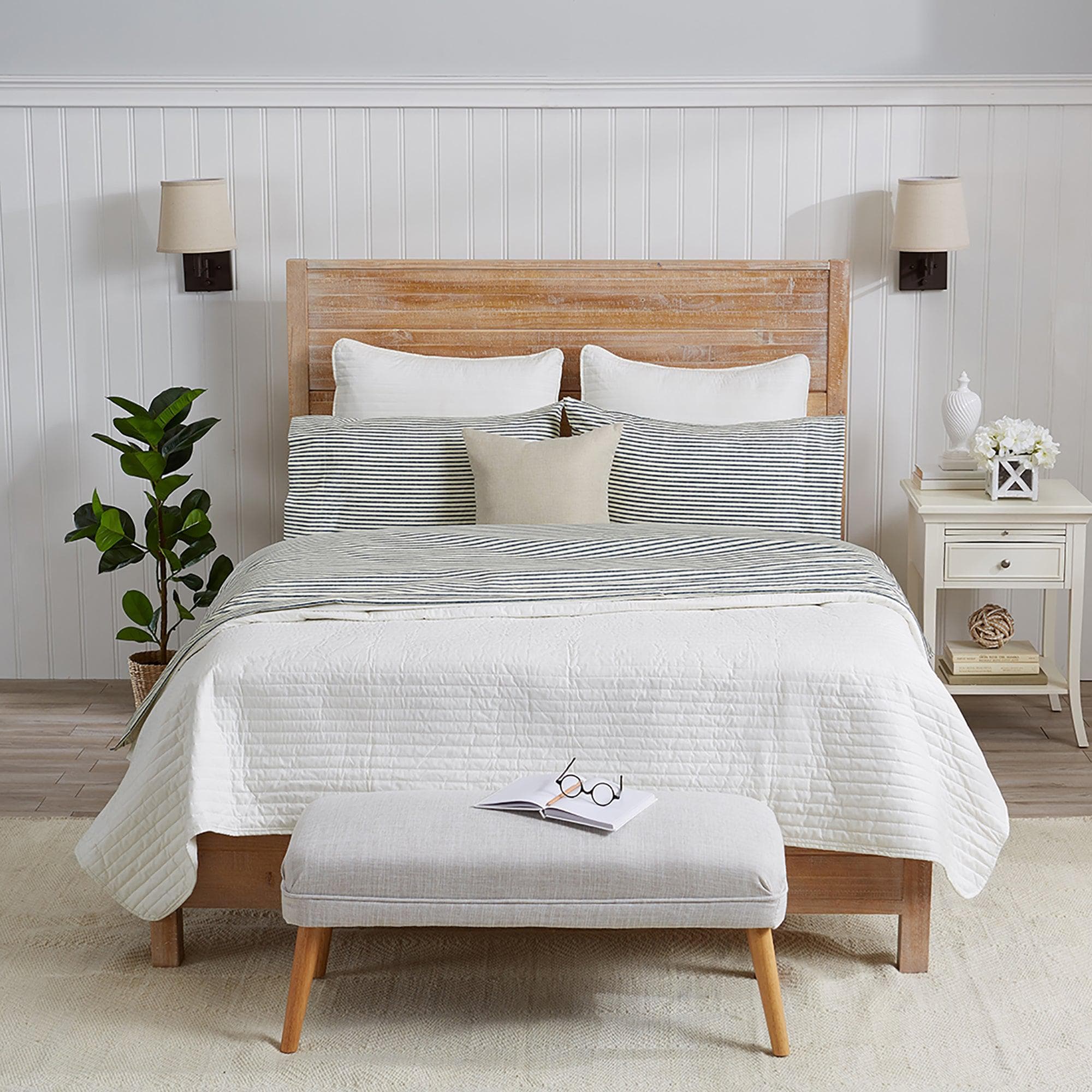 Striped Microfiber Sheet Set - Evette Collection - Best Buy Furniture