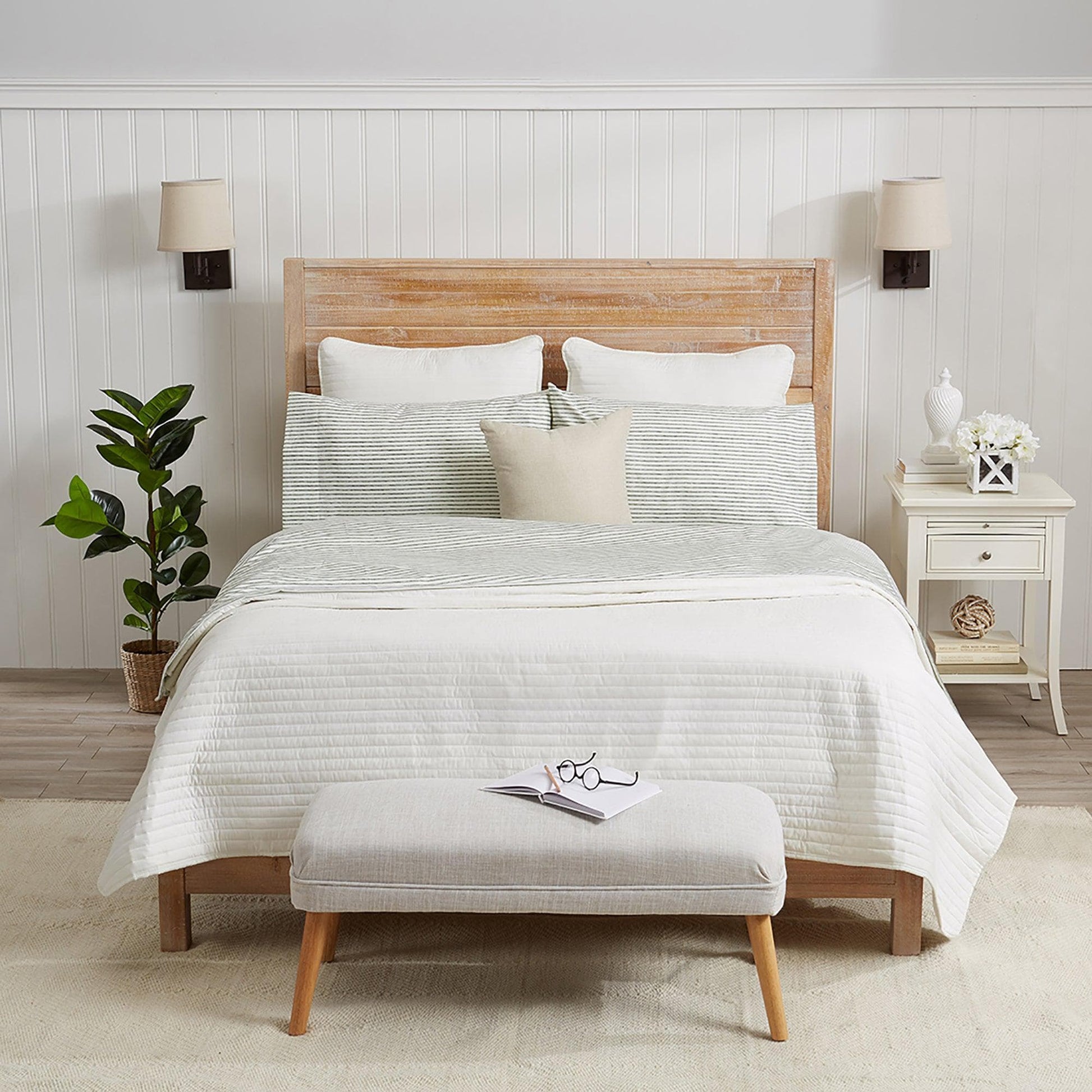 Striped Microfiber Sheet Set - Evette Collection - Best Buy Furniture