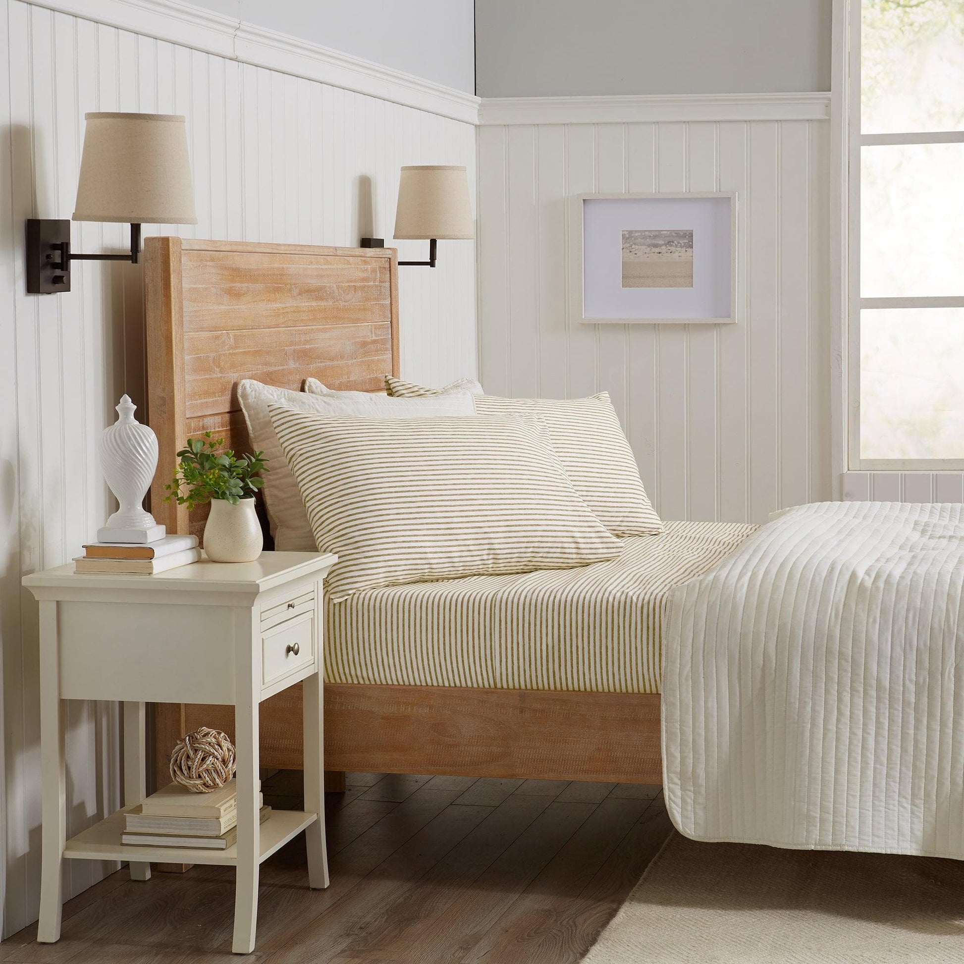 Striped Microfiber Sheet Set - Evette Collection - Best Buy Furniture