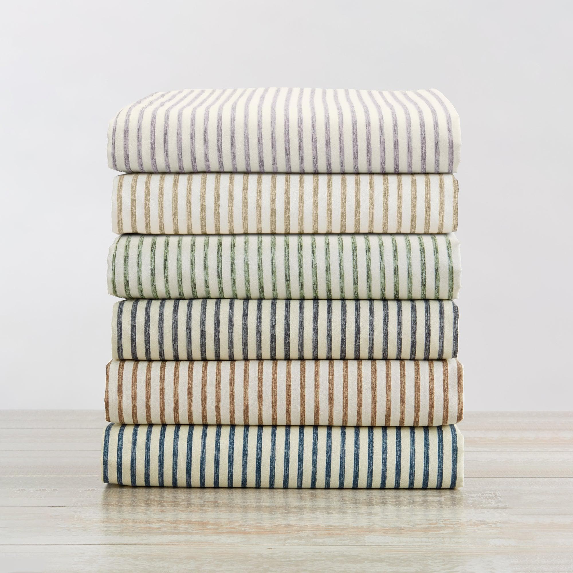 Striped Microfiber Sheet Set - Evette Collection - Best Buy Furniture