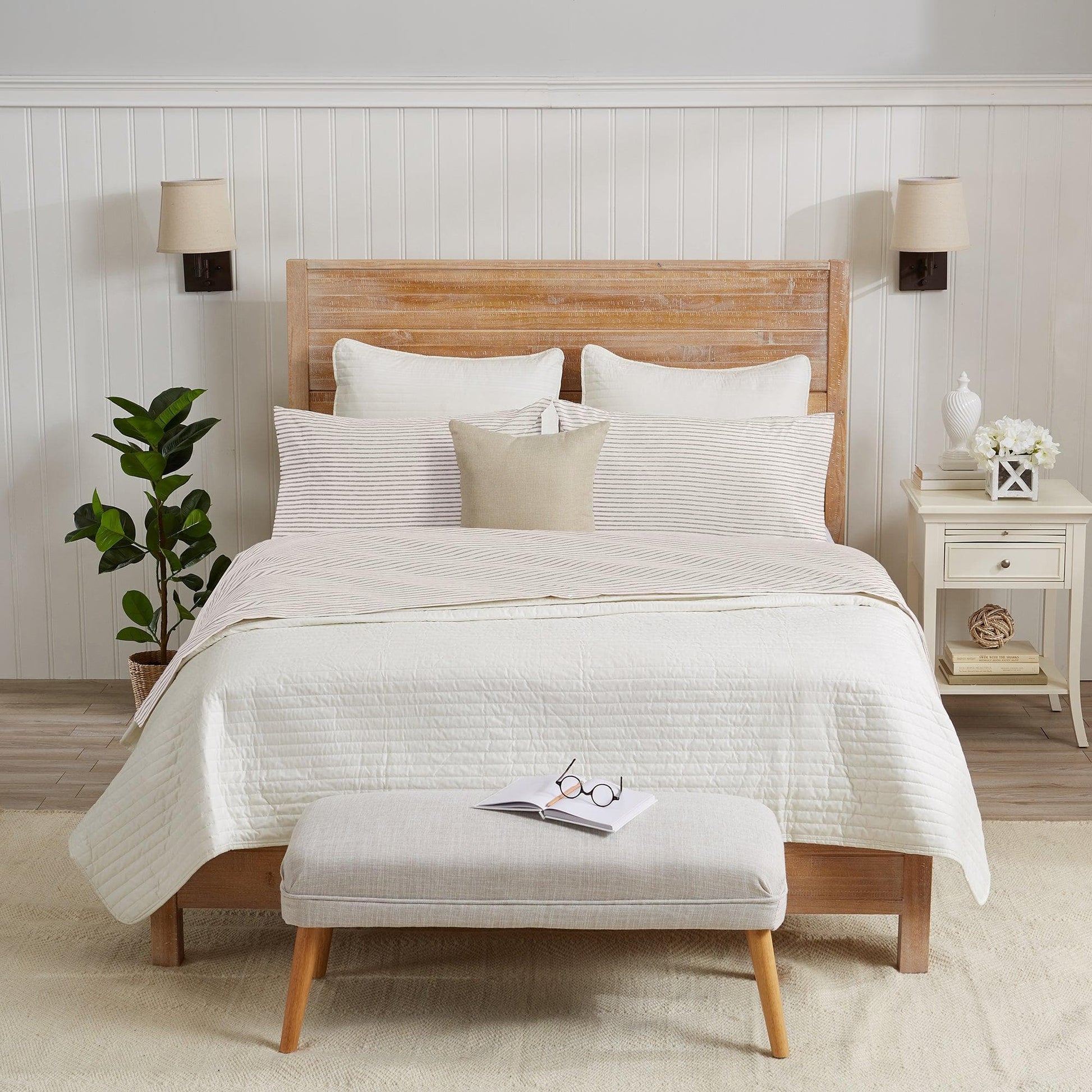 Striped Microfiber Sheet Set - Evette Collection - Best Buy Furniture