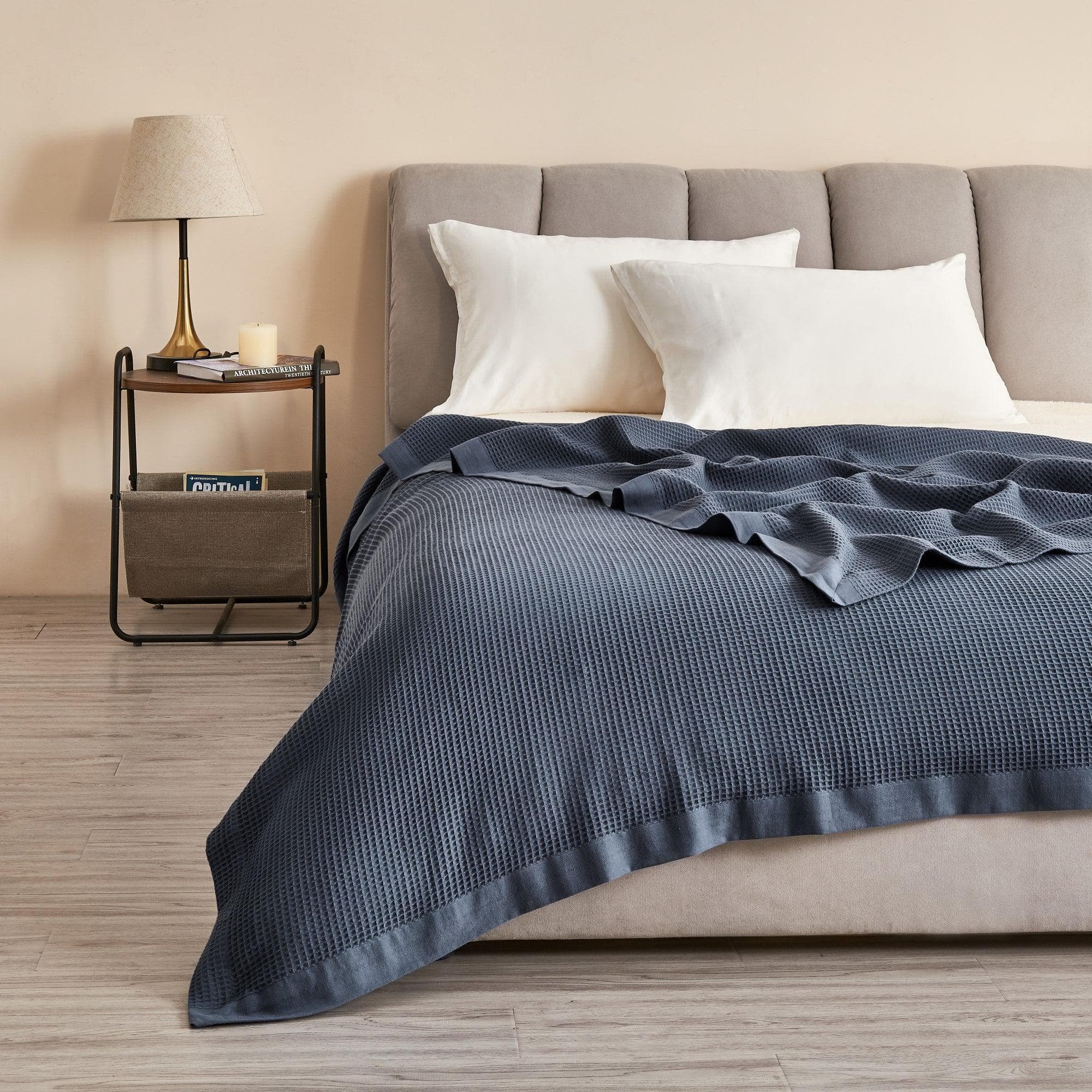 100% Cotton Small Waffle Weave Blanket - Hazel Collection - Best Buy Furniture