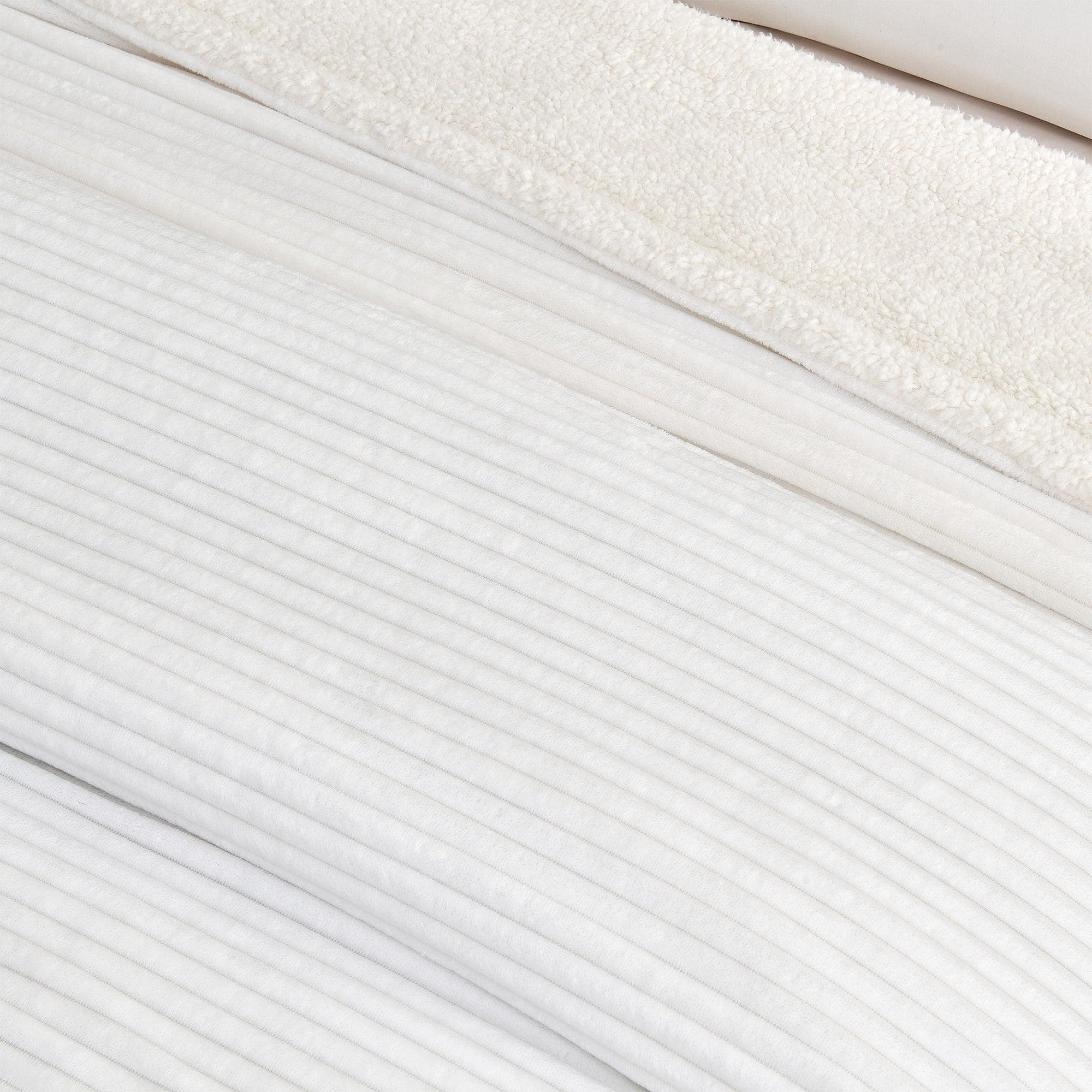 Ribbed Sherpa Throw Blanket - Corduroy Collection - Best Buy Furniture