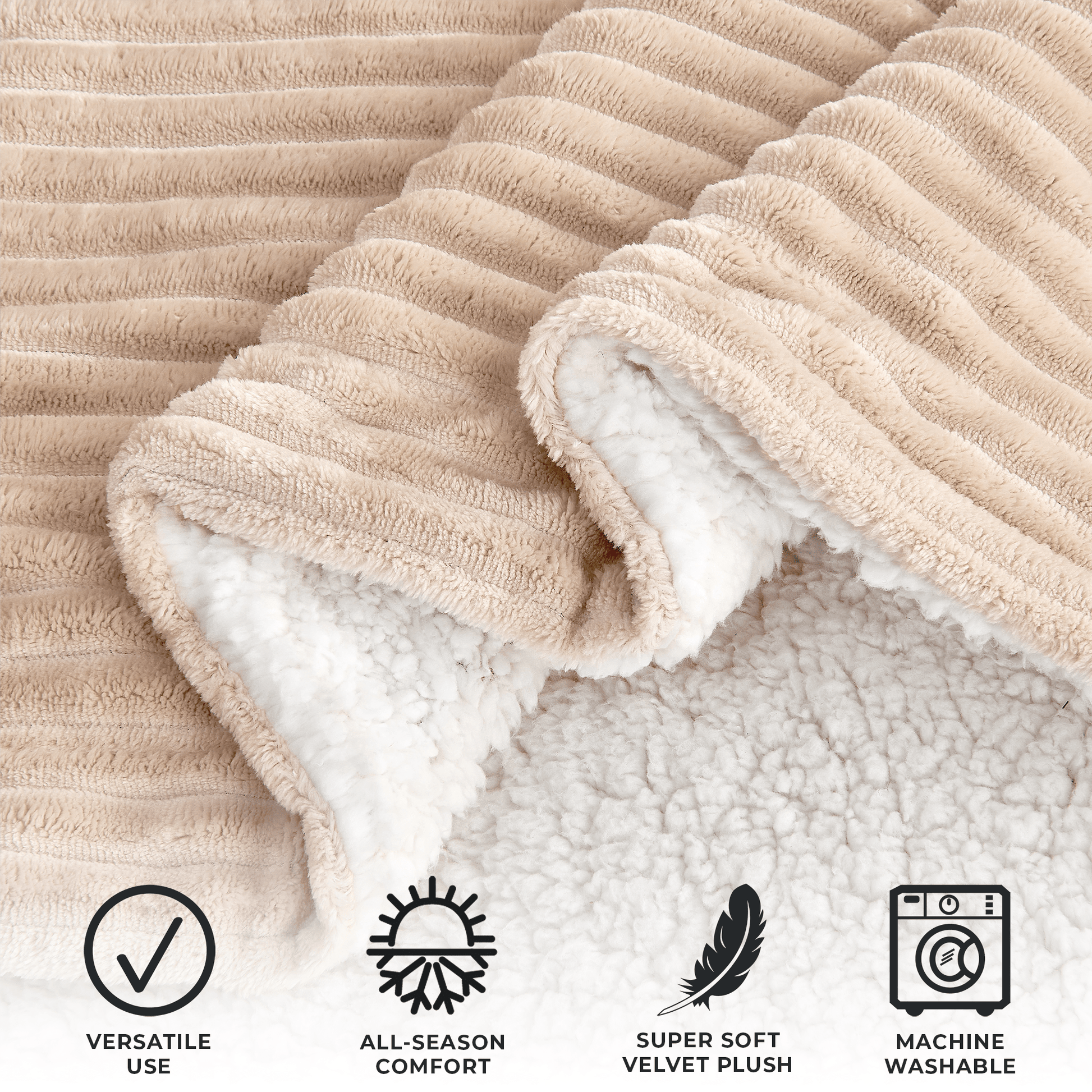 Ribbed Sherpa Throw Blanket - Corduroy Collection - Best Buy Furniture