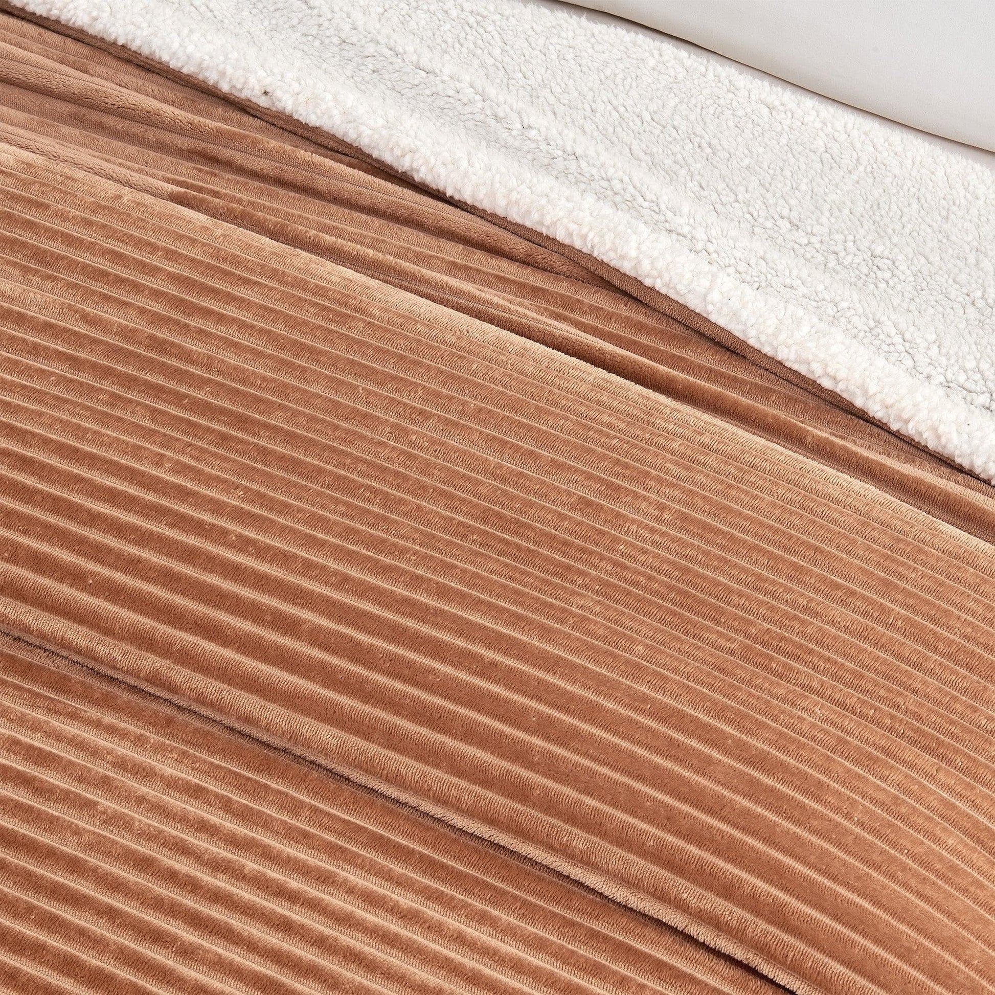 Ribbed Sherpa Throw Blanket - Corduroy Collection - Best Buy Furniture