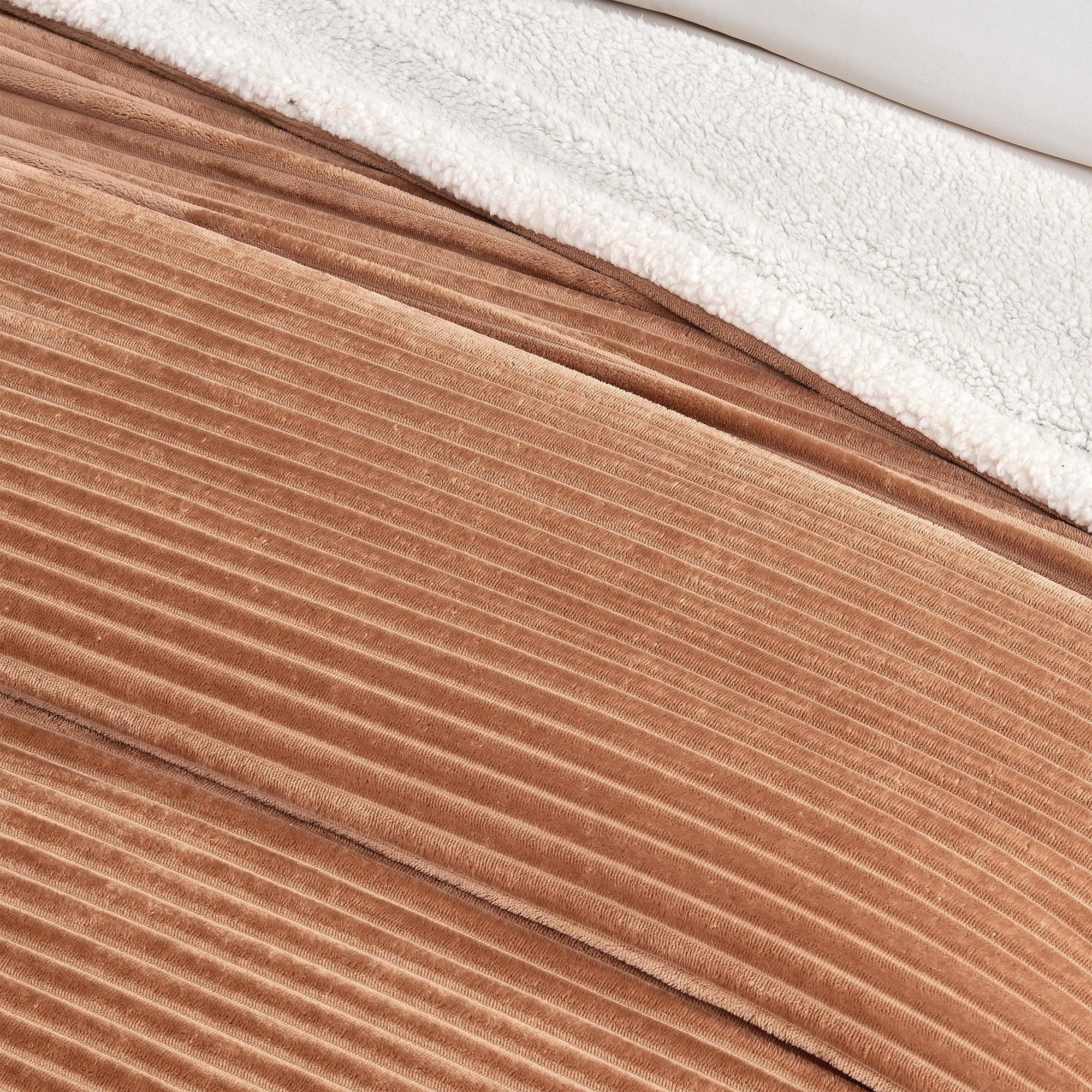 Ribbed Sherpa Throw Blanket - Corduroy Collection - Best Buy Furniture