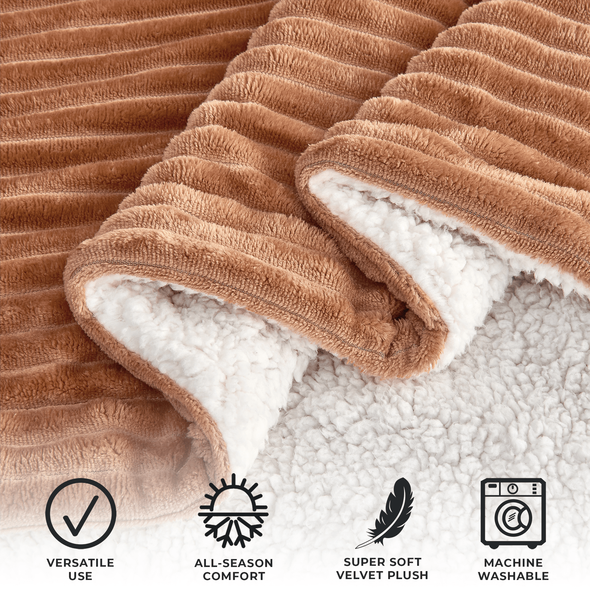 Ribbed Sherpa Throw Blanket - Corduroy Collection - Best Buy Furniture