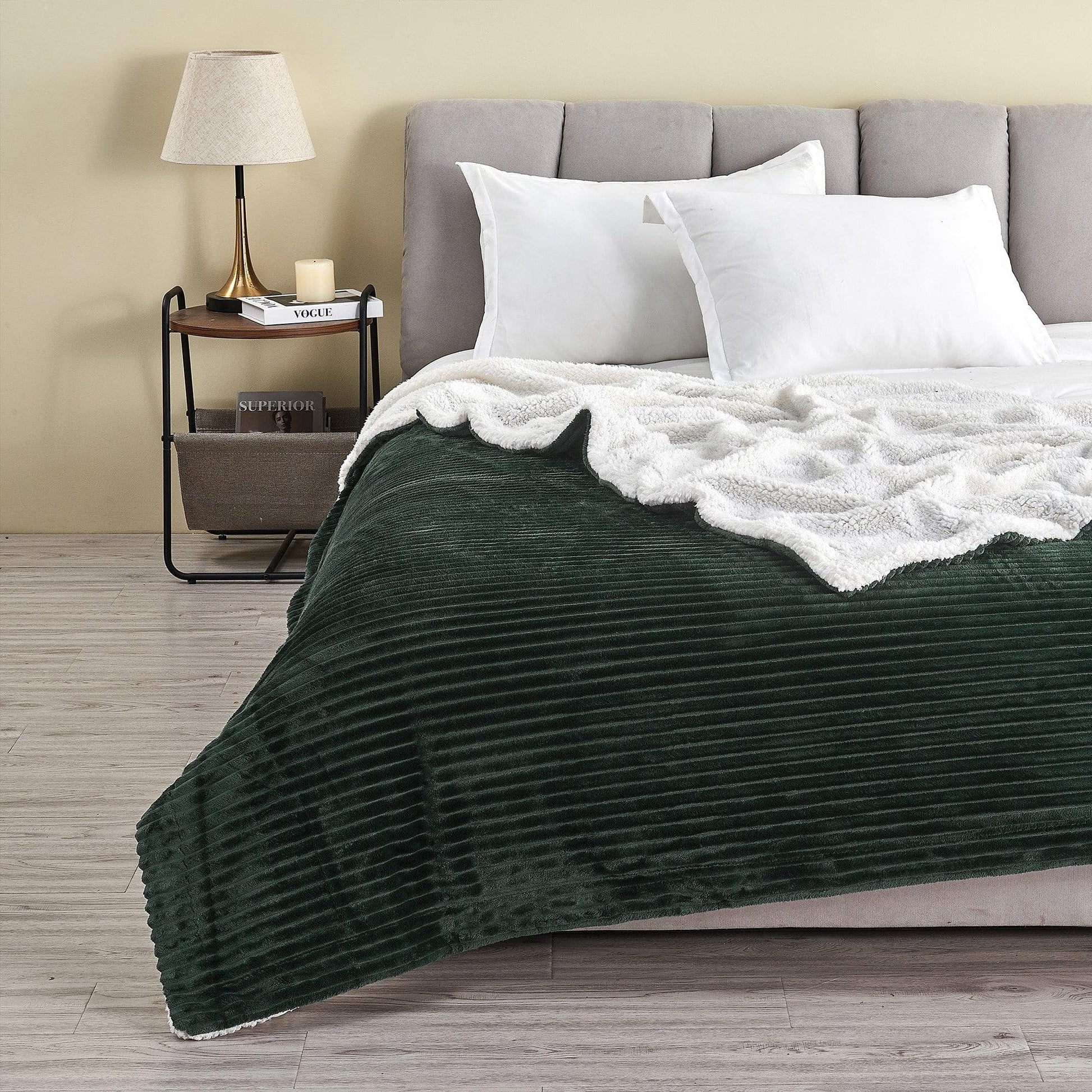 Ribbed Sherpa Throw Blanket - Corduroy Collection - Best Buy Furniture