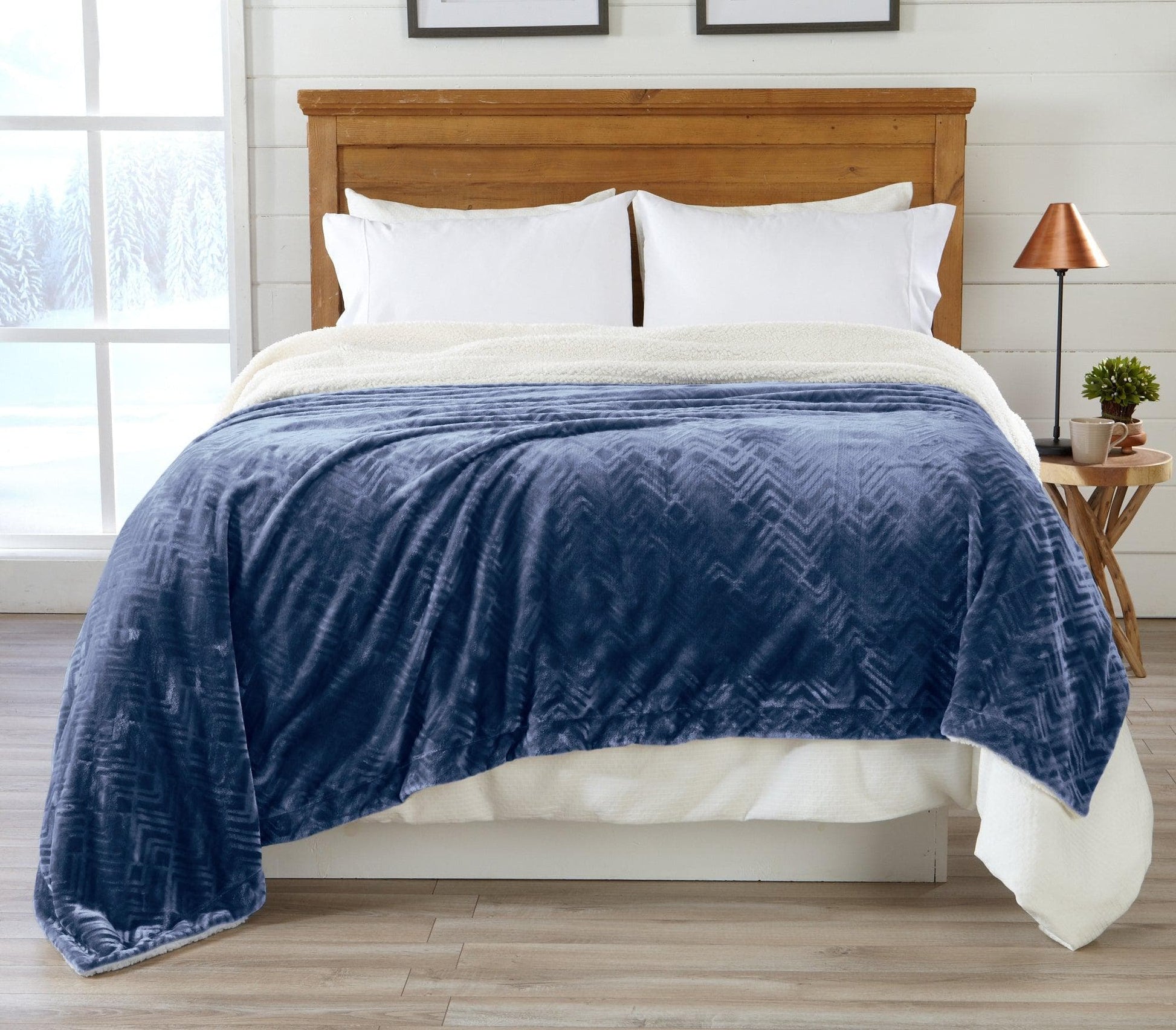 Velvet Plush Sherpa Luxury Bed Blanket - Cielo Collection - Best Buy Furniture