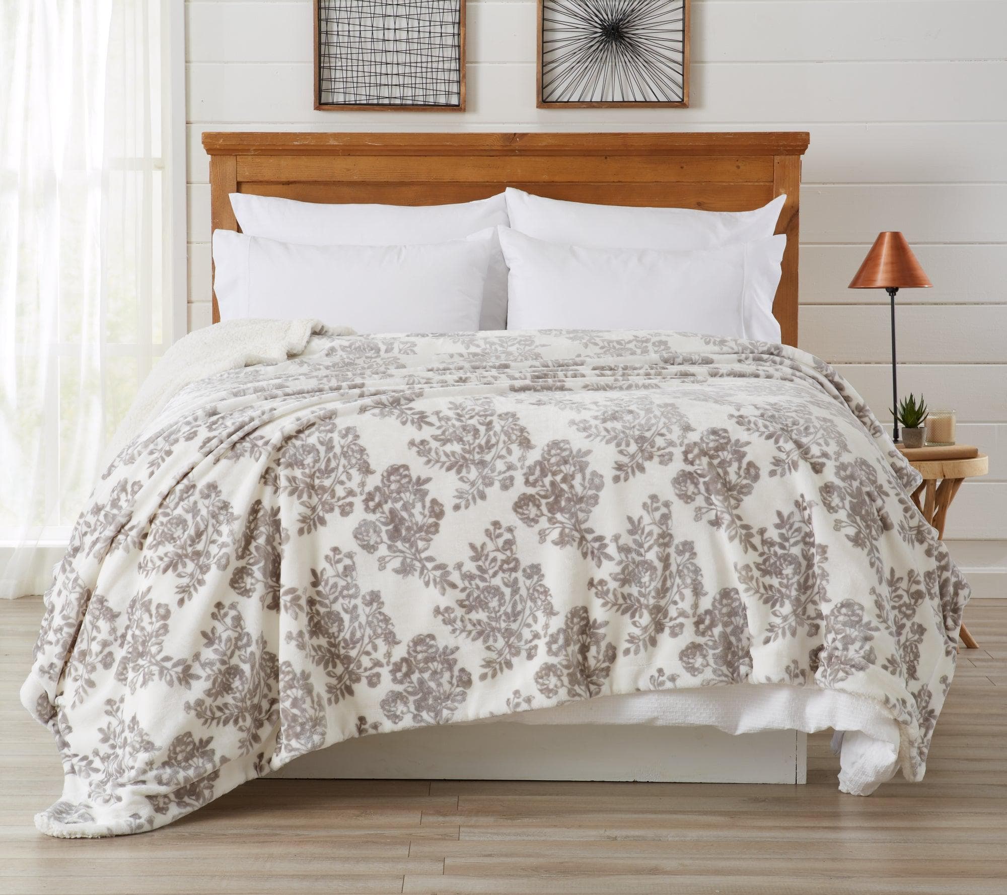 Velvet Plush Sherpa Luxury Bed Blanket - Cielo Collection - Best Buy Furniture