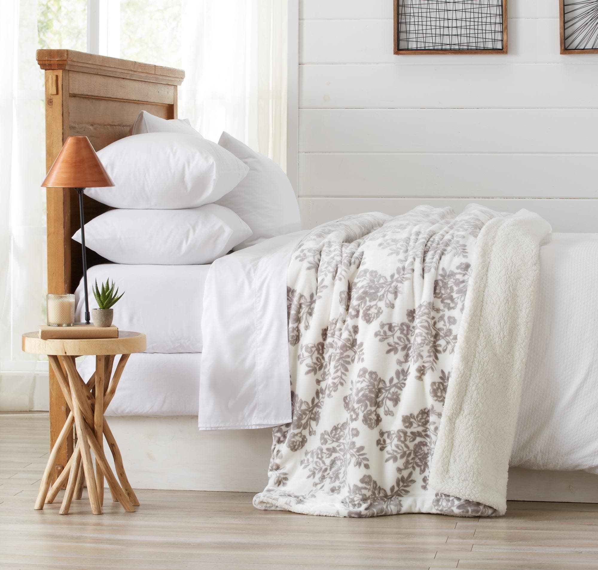 Velvet Plush Sherpa Luxury Bed Blanket - Cielo Collection - Best Buy Furniture