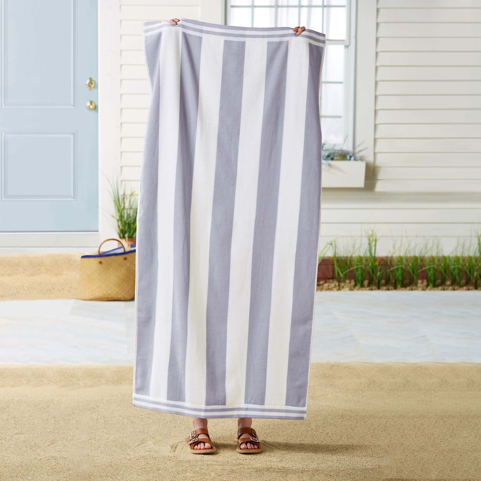 Oversized Striped Cabana Beach Towel - Edgartown Collection - Best Buy Furniture