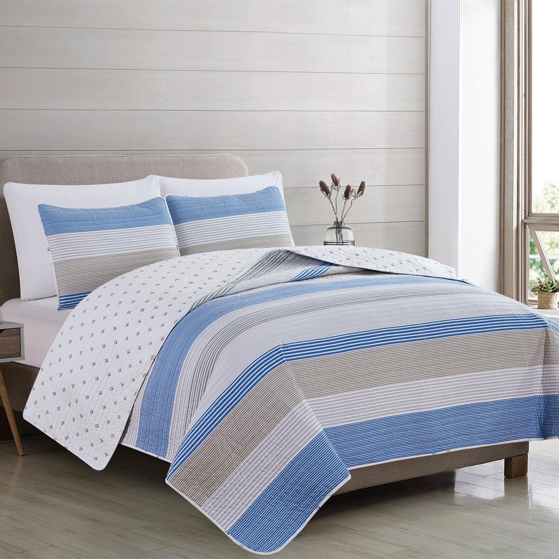 3 Piece Striped Quilt Set - Bryce Collection - Best Buy Furniture