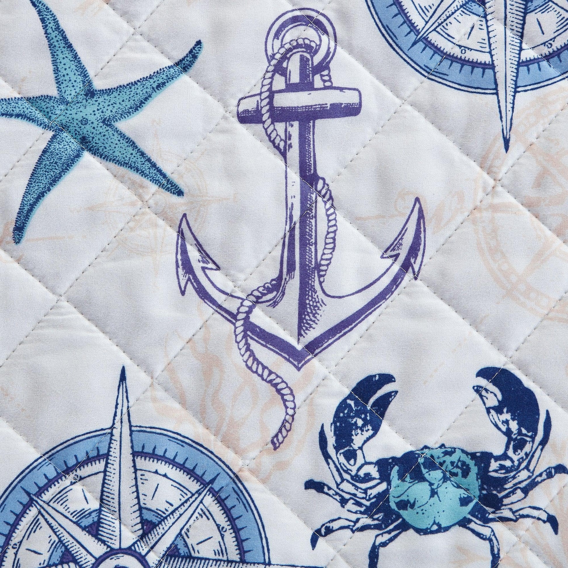 Nautical Anchor Quilt Set - Azure Collection - Best Buy Furniture