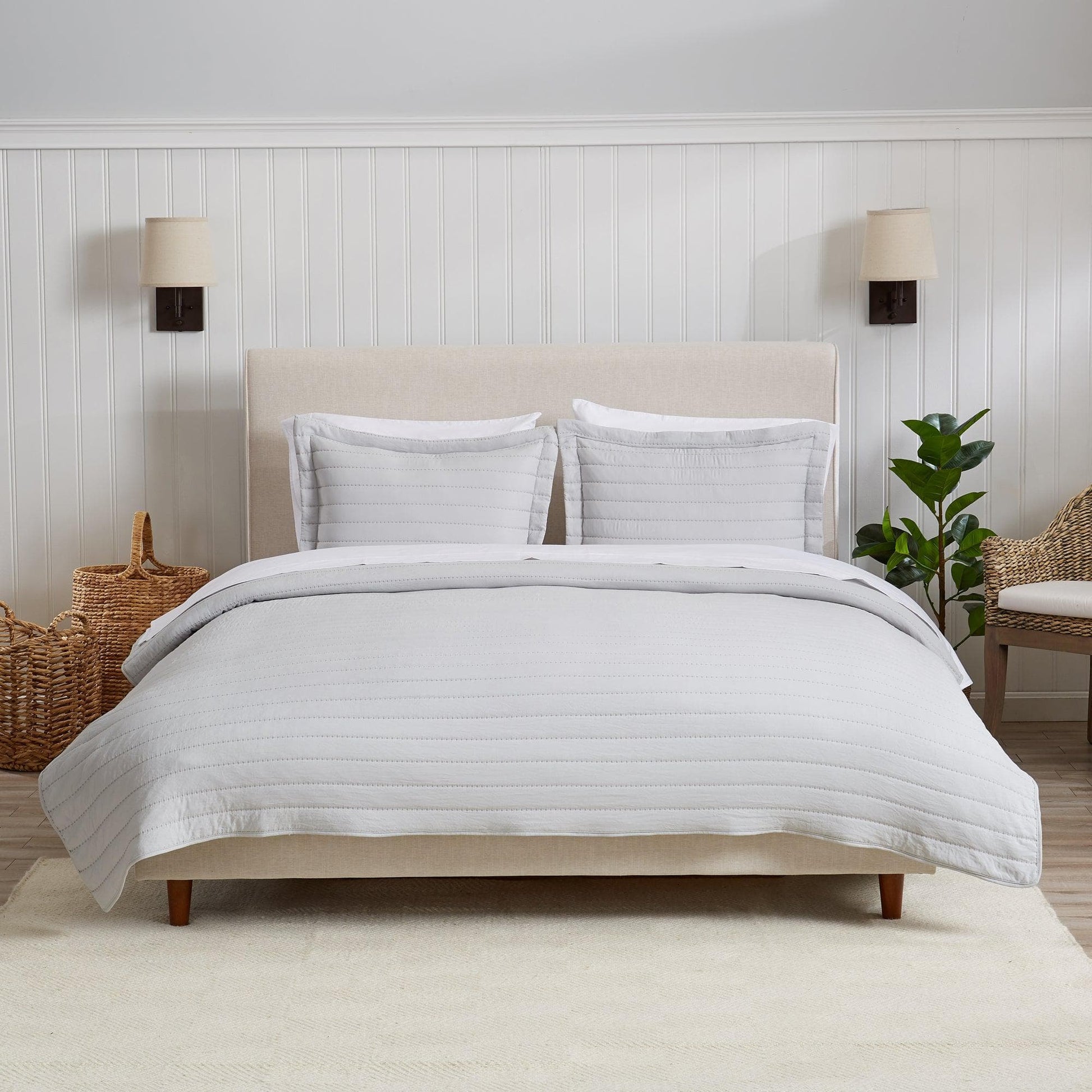 3-Piece Solid Striped Quilt - Virginia Collection - Best Buy Furniture