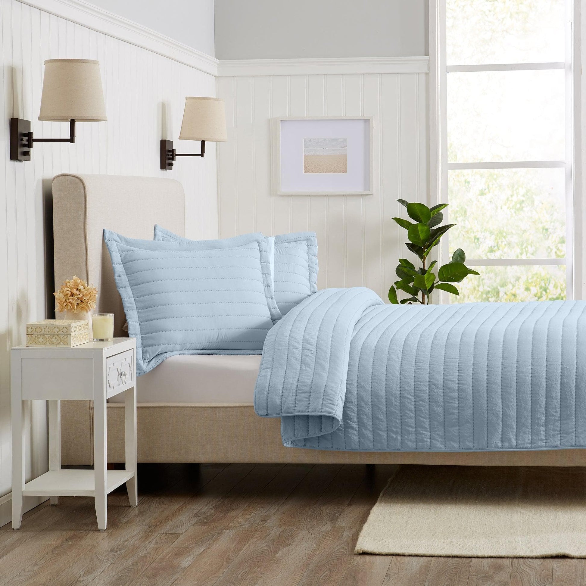 3-Piece Solid Striped Quilt - Virginia Collection - Best Buy Furniture