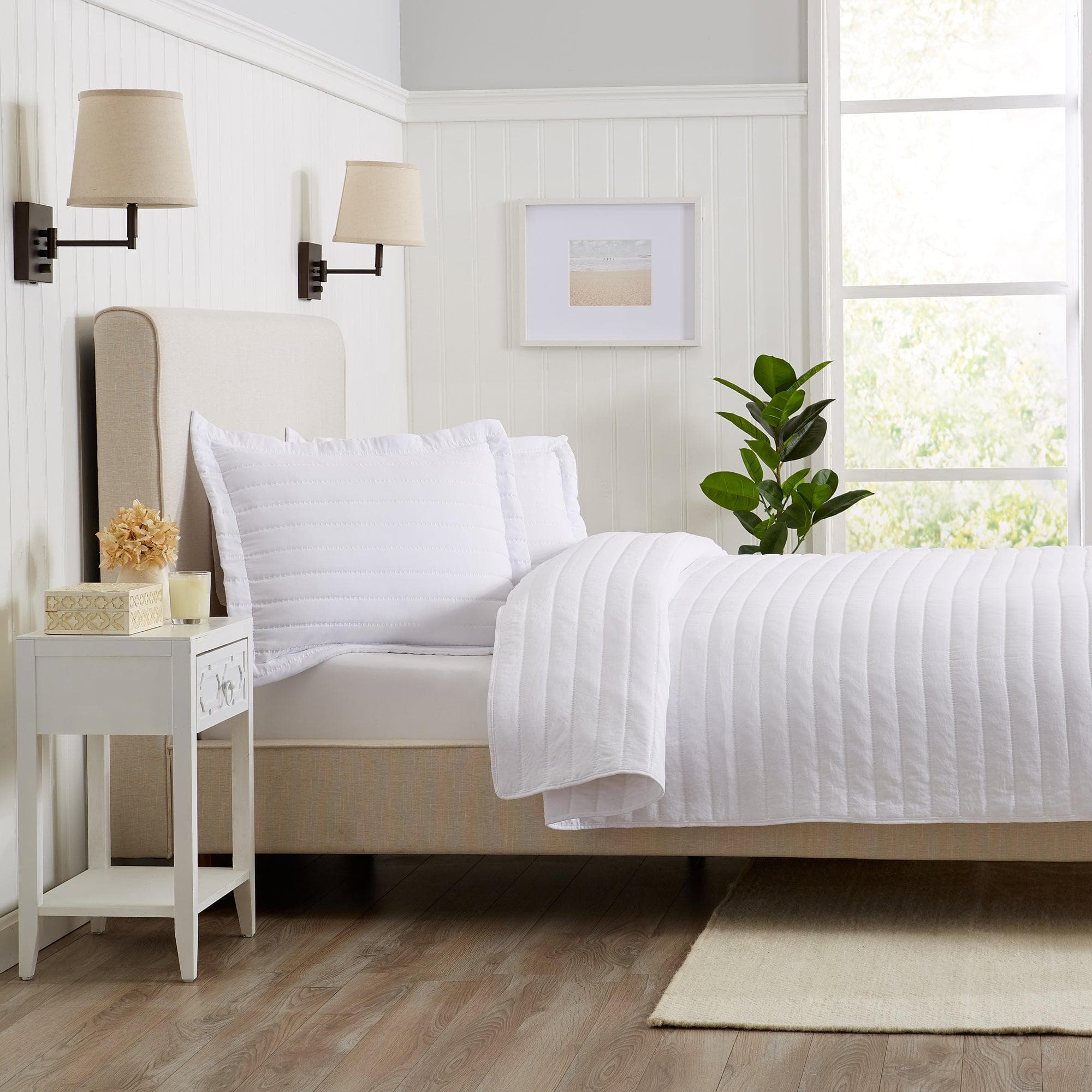 3-Piece Solid Striped Quilt - Virginia Collection - Best Buy Furniture