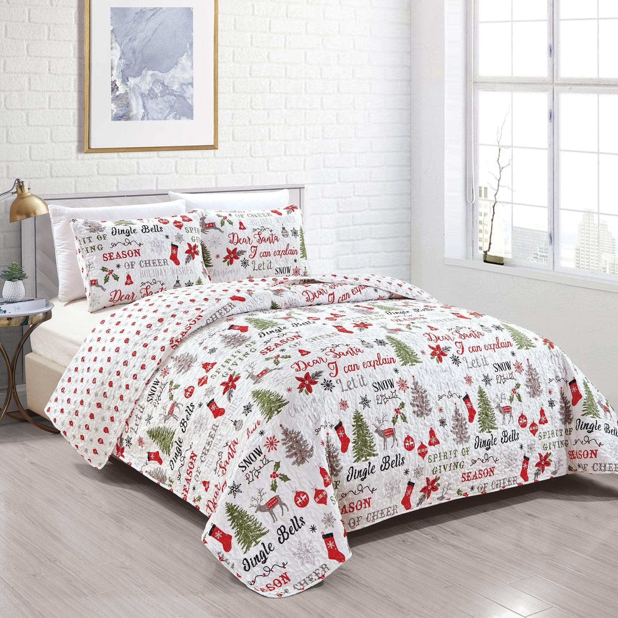 Holiday 3 Piece Quilt Set - Carol Collection - Best Buy Furniture