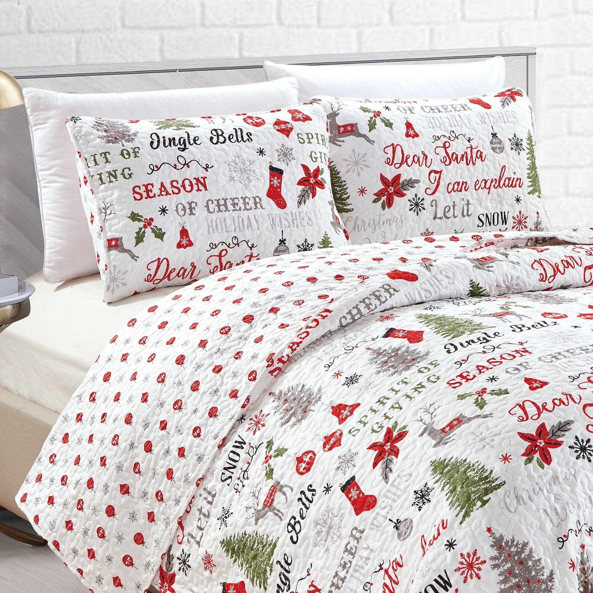 Holiday 3 Piece Quilt Set - Carol Collection - Best Buy Furniture