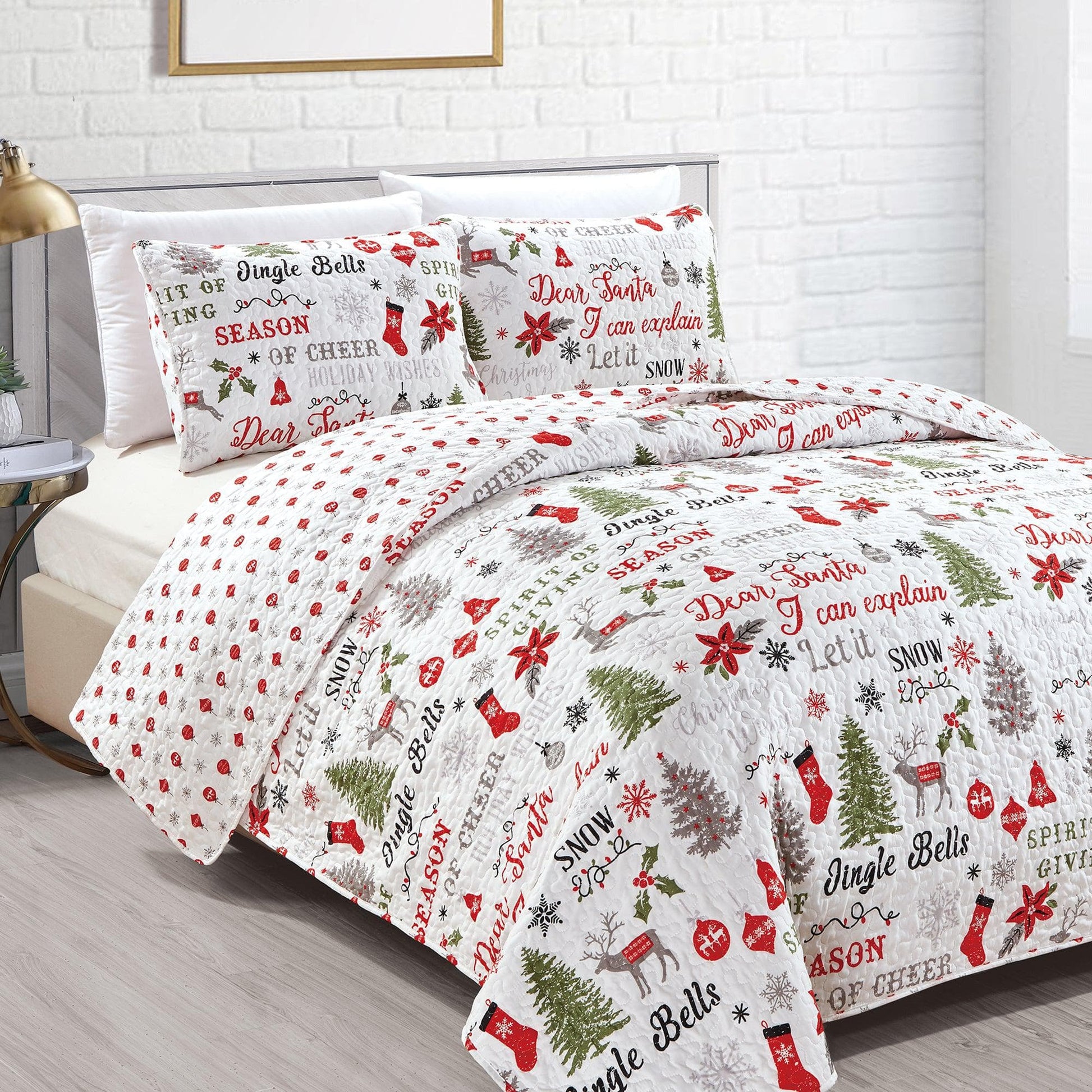 Holiday 3 Piece Quilt Set - Carol Collection - Best Buy Furniture