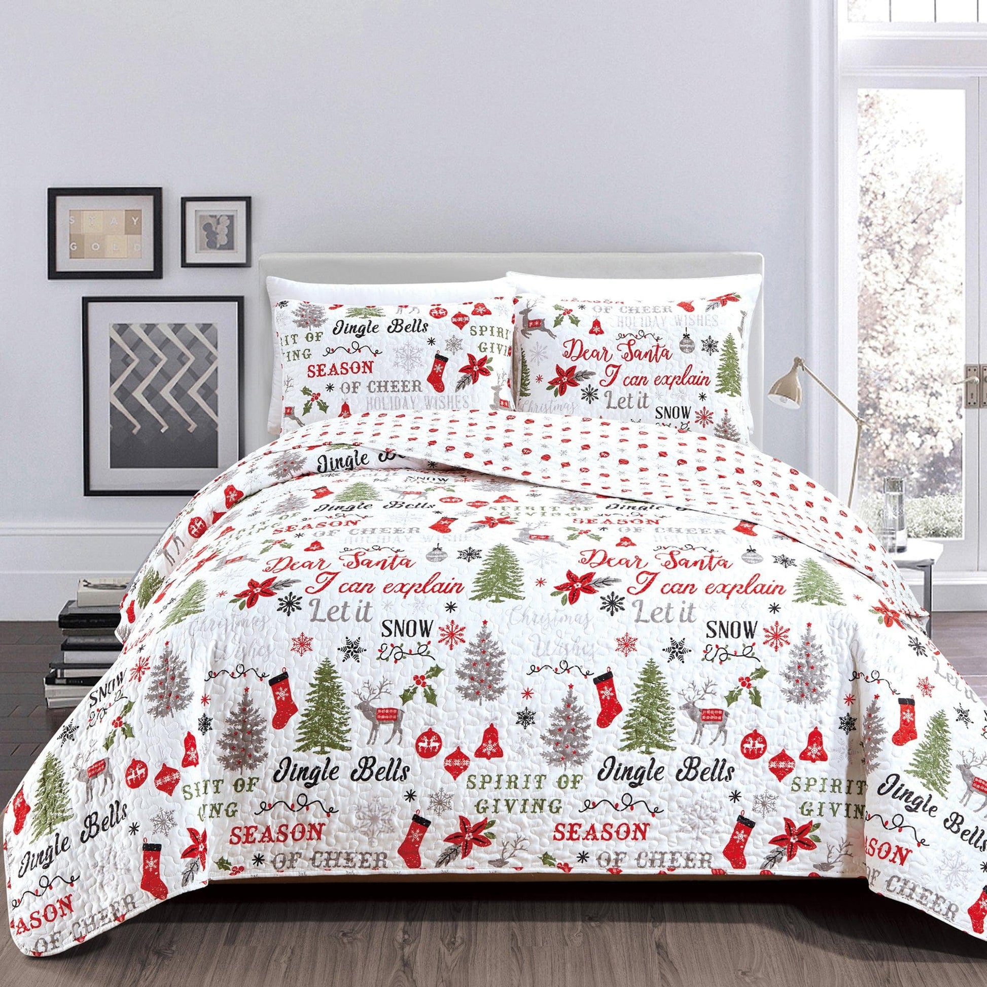 Holiday 3 Piece Quilt Set - Carol Collection - Best Buy Furniture