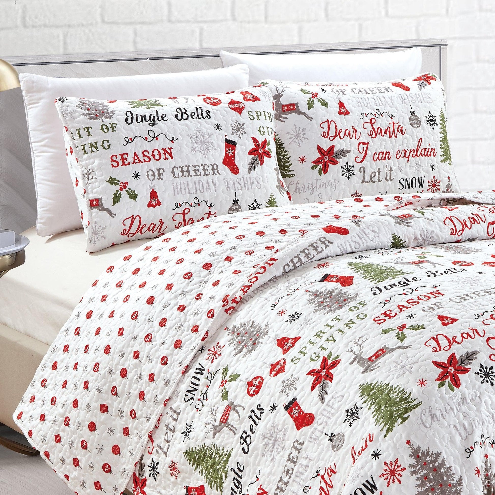 Holiday 3 Piece Quilt Set - Carol Collection - Best Buy Furniture