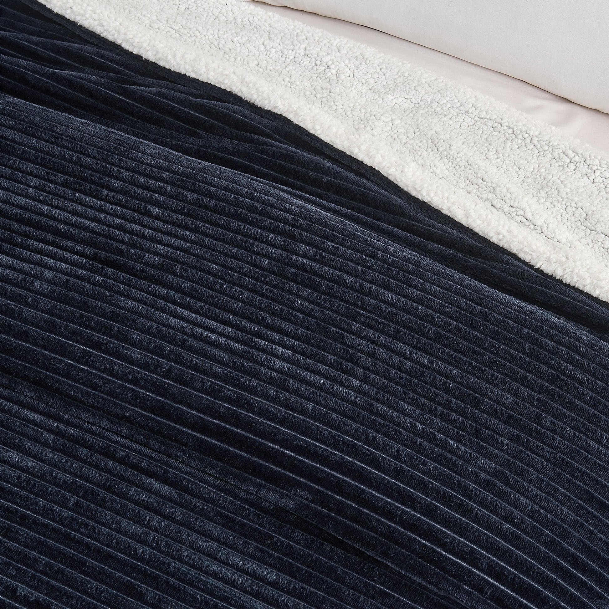 Ribbed Sherpa Throw Blanket - Corduroy Collection - Best Buy Furniture
