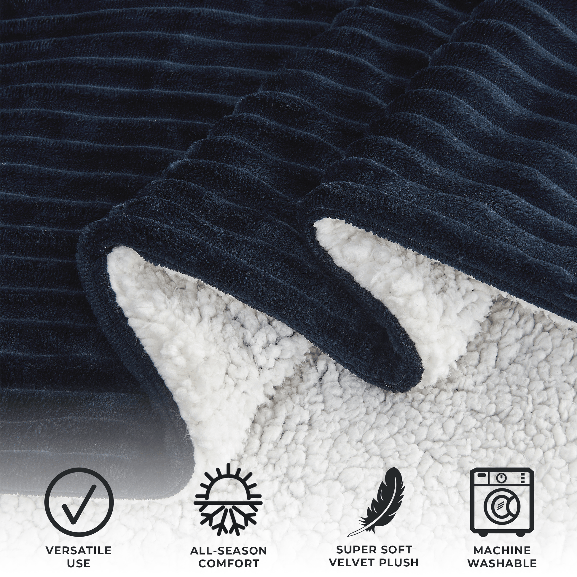 Ribbed Sherpa Throw Blanket - Corduroy Collection - Best Buy Furniture