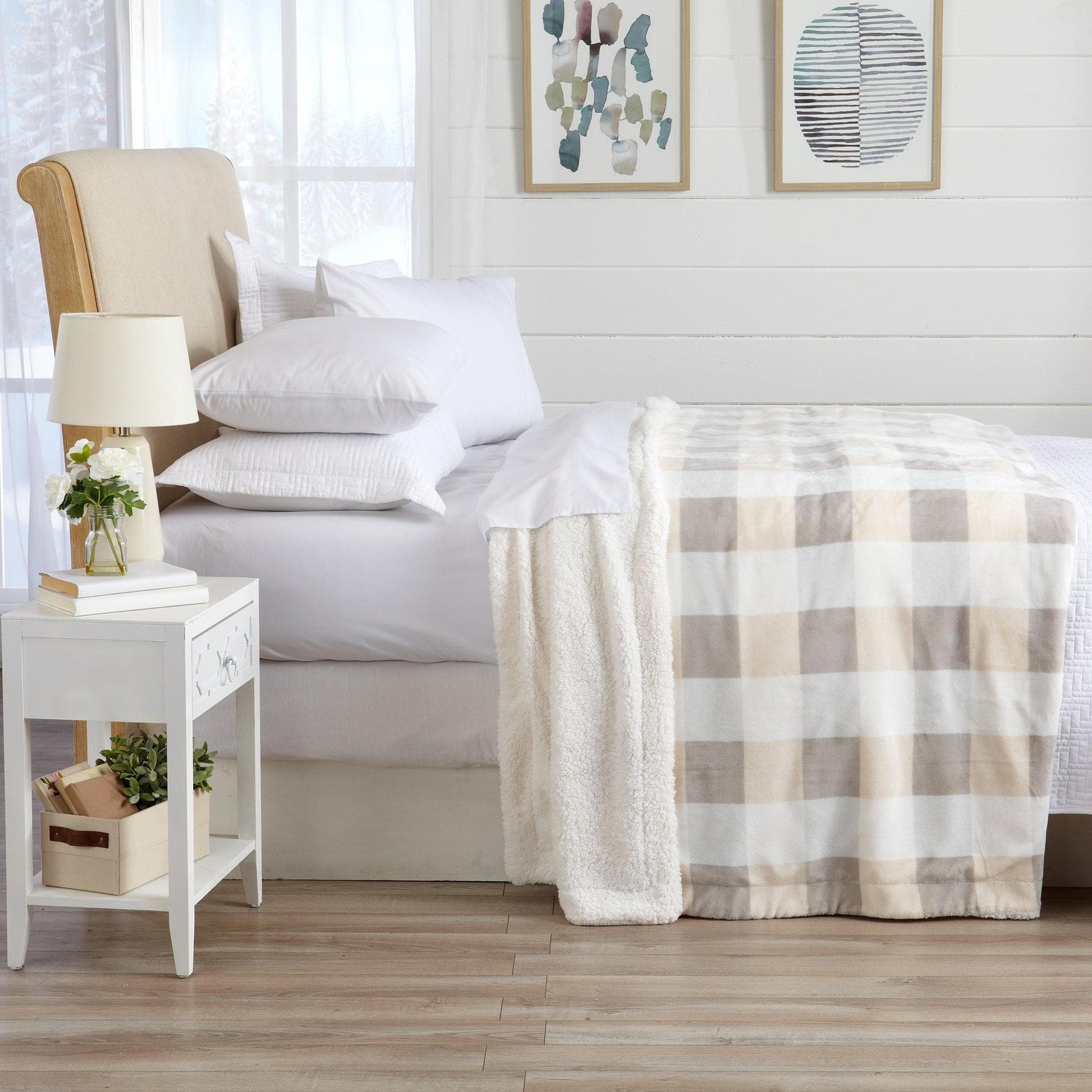 Velvet Plush Sherpa Luxury Bed Blanket - Kinsley Collection - Best Buy Furniture