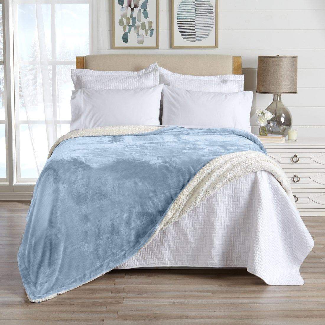 Velvet Plush Sherpa Luxury Bed Blanket - Kinsley Collection - Best Buy Furniture