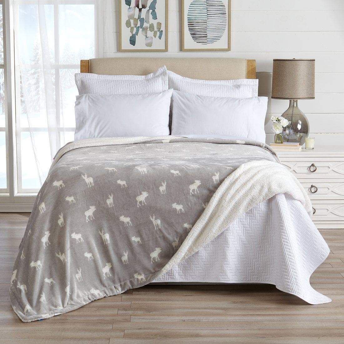 Velvet Plush Sherpa Luxury Bed Blanket - Kinsley Collection - Best Buy Furniture