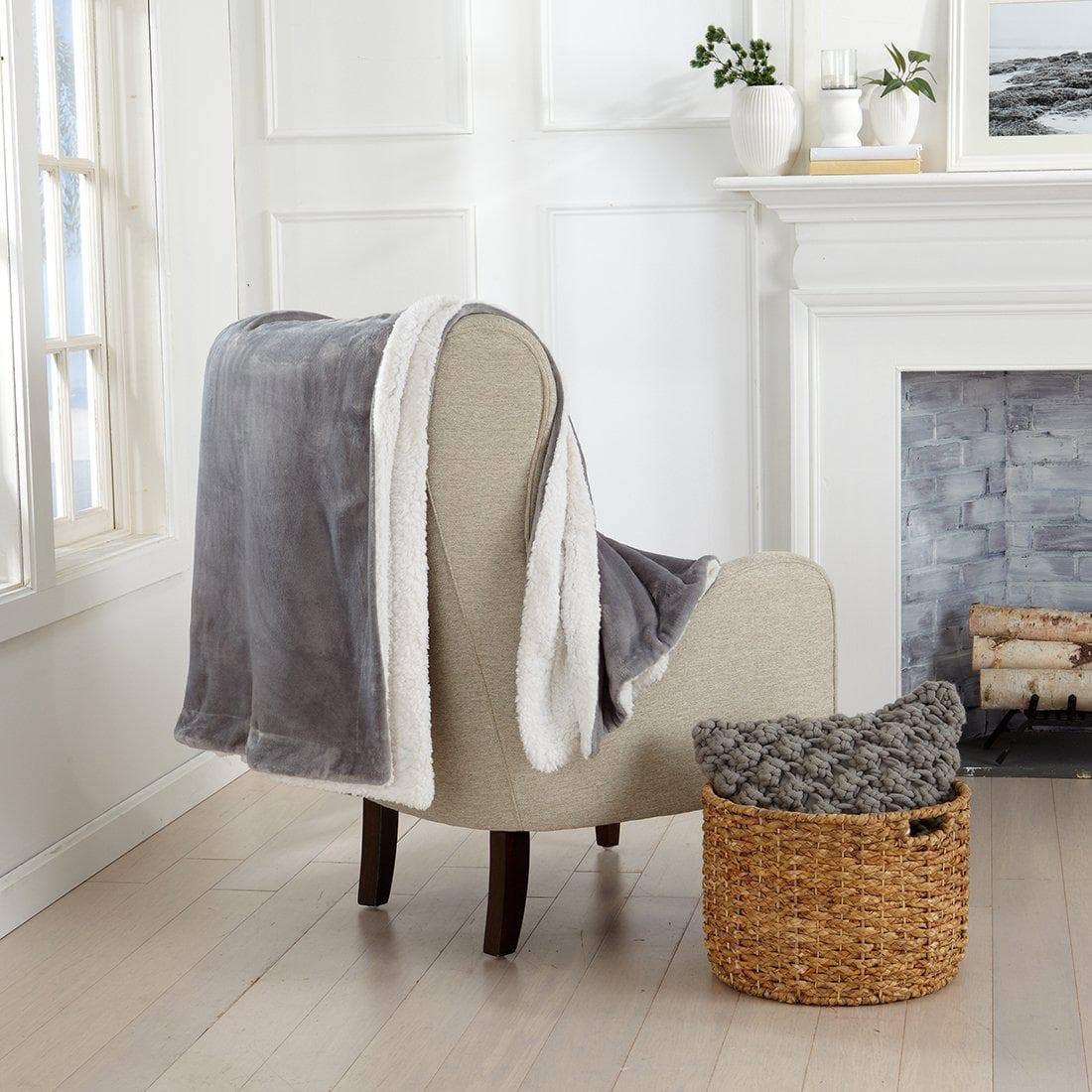 Velvet Plush Sherpa Luxury Bed Blanket - Kinsley Collection - Best Buy Furniture