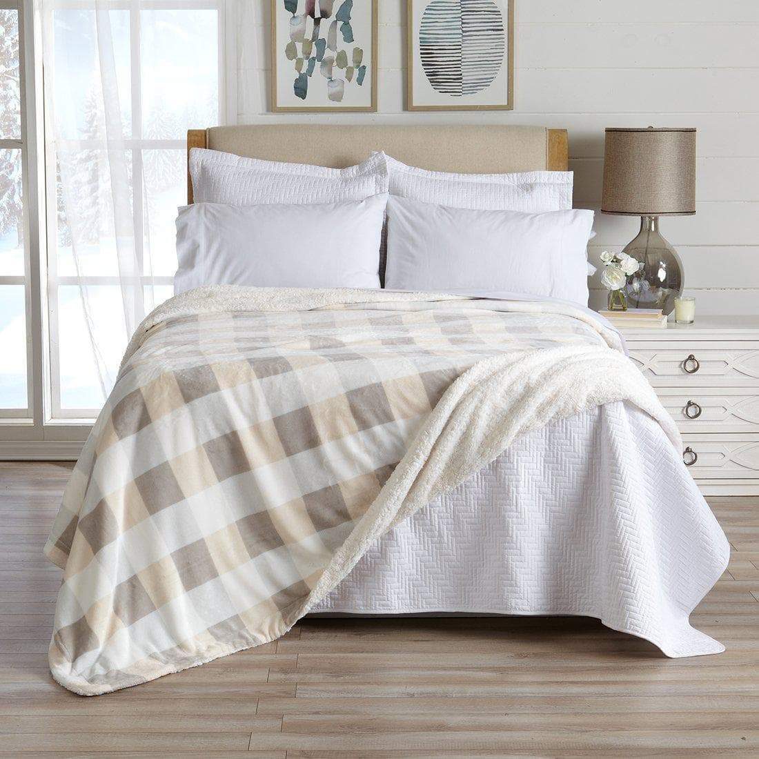 Velvet Plush Sherpa Luxury Bed Blanket - Kinsley Collection - Best Buy Furniture