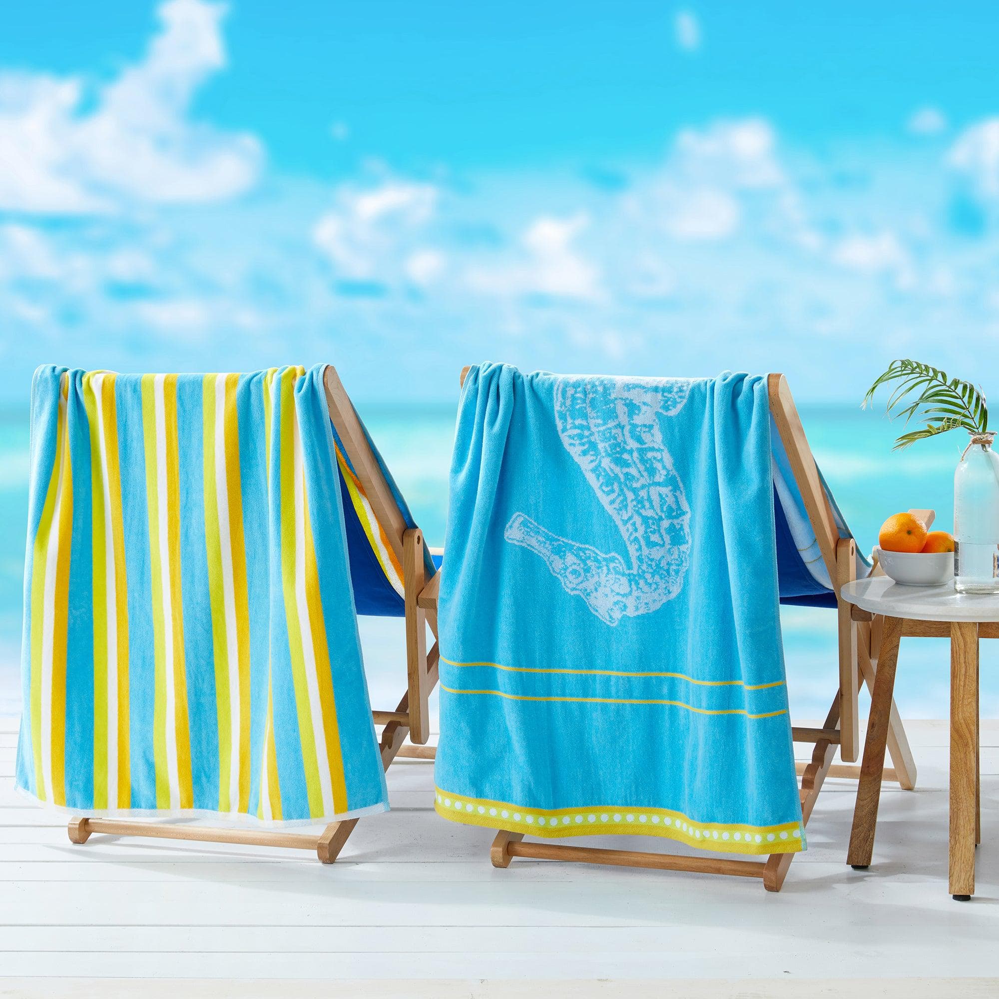 2 Pack 100% Cotton Jacquard Beach Towels - Playa Collection - Best Buy Furniture