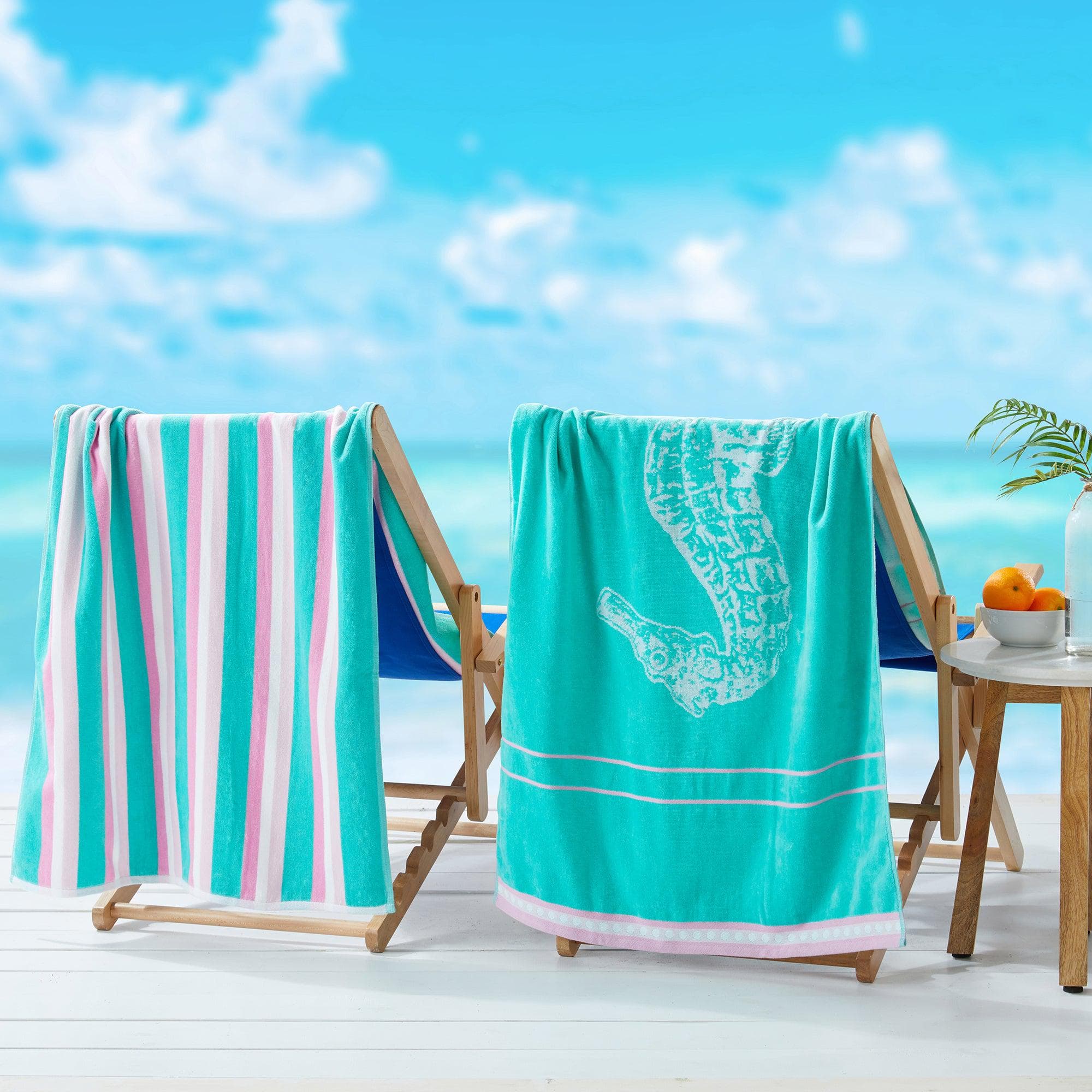 2 Pack 100% Cotton Jacquard Beach Towels - Playa Collection - Best Buy Furniture