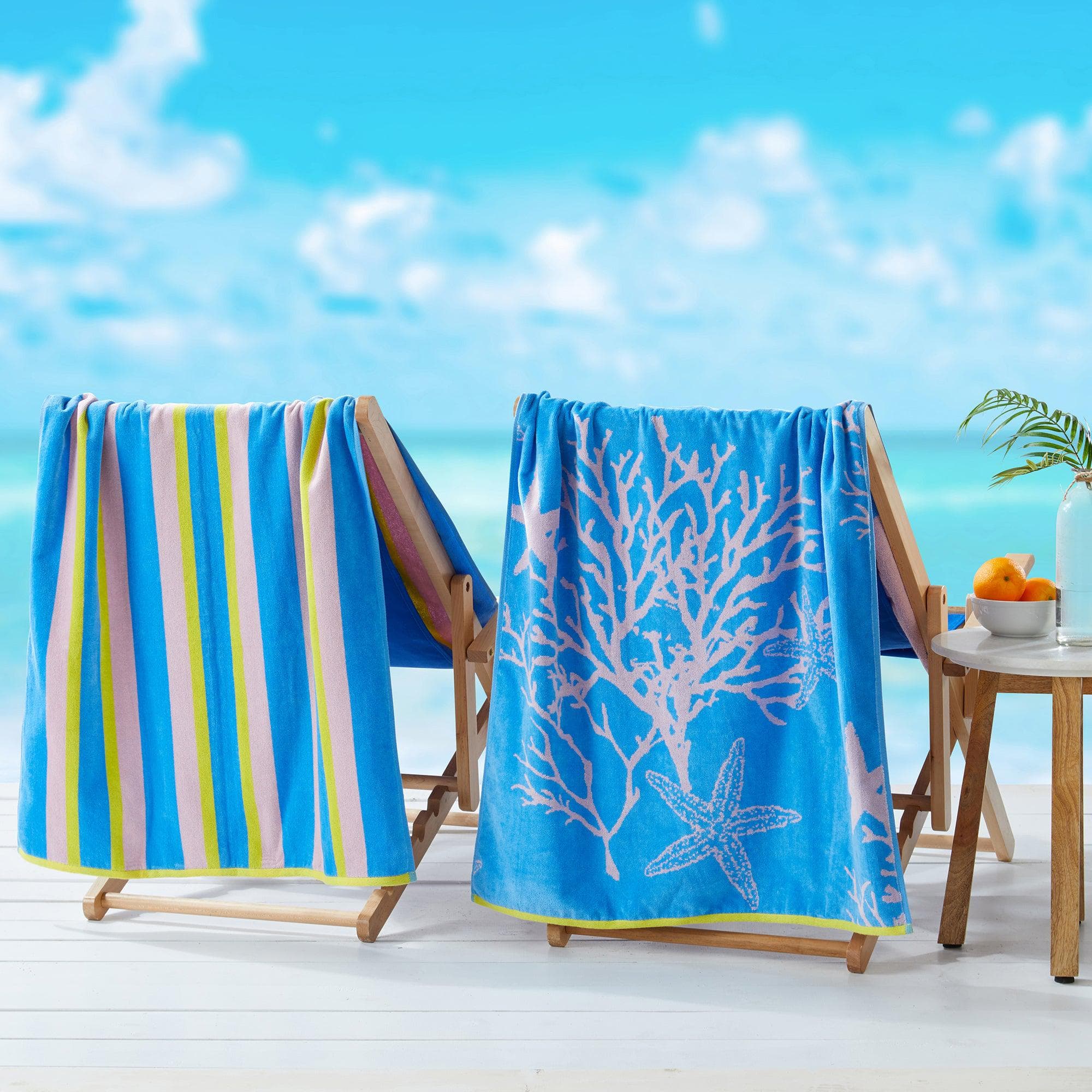2 Pack 100% Cotton Jacquard Beach Towels - Playa Collection - Best Buy Furniture