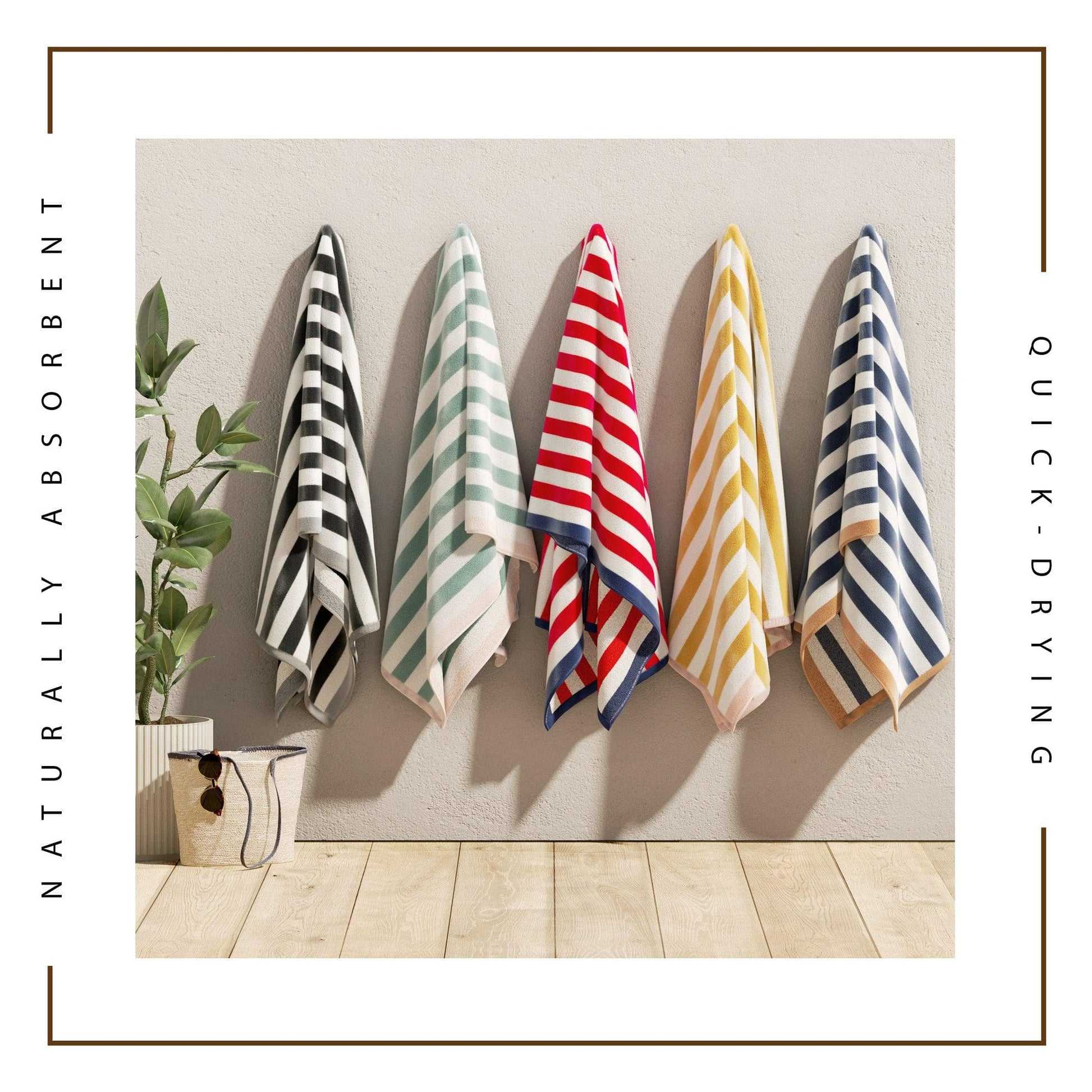 Oversized Striped Border Cabana Beach Towel - Santa Cruz - Best Buy Furniture