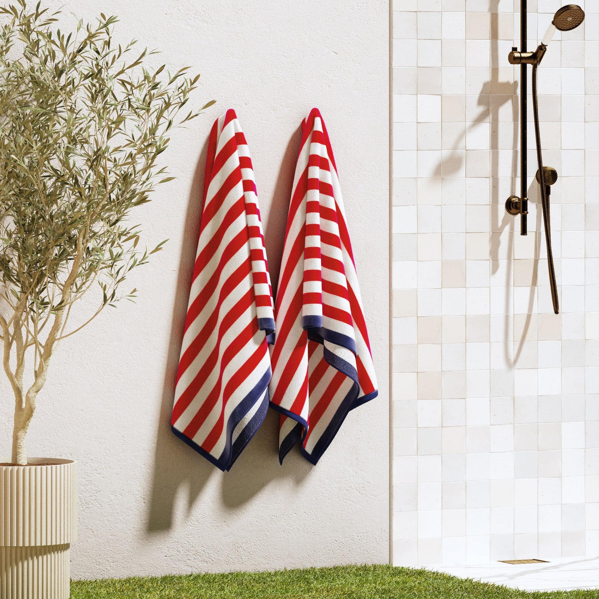 Oversized Striped Border Cabana Beach Towel - Santa Cruz - Best Buy Furniture