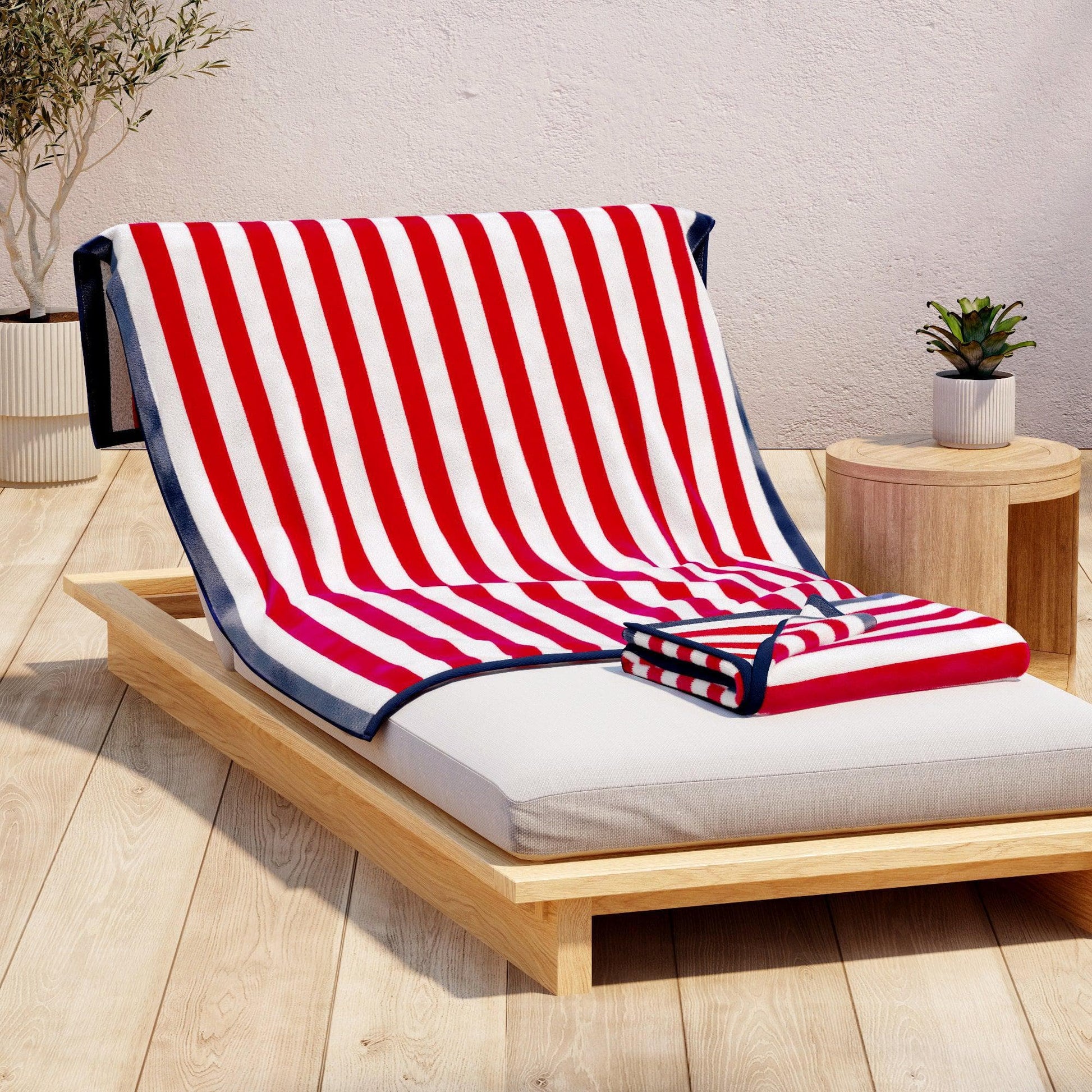 Oversized Striped Border Cabana Beach Towel - Santa Cruz - Best Buy Furniture