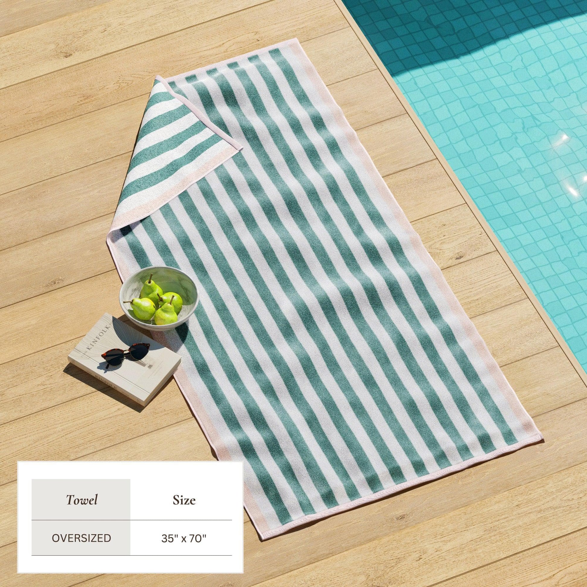 Oversized Striped Border Cabana Beach Towel - Santa Cruz - Best Buy Furniture