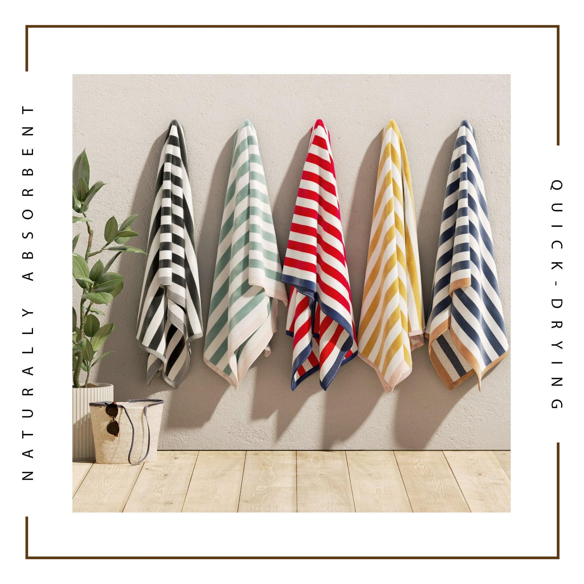 Oversized Striped Border Cabana Beach Towel - Santa Cruz - Best Buy Furniture