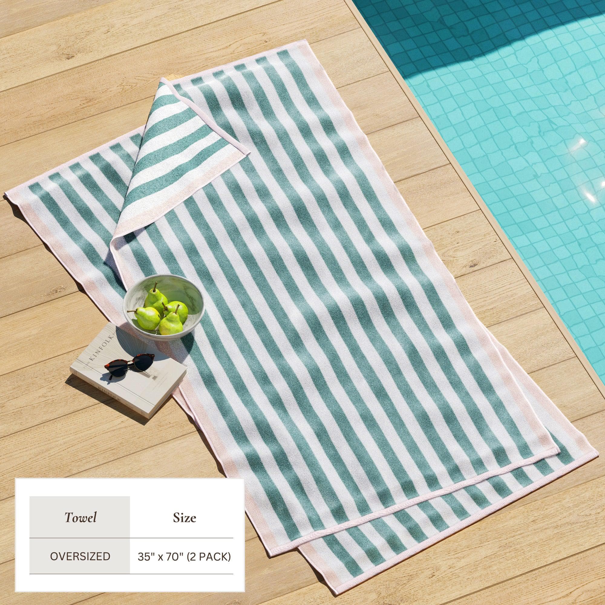 Oversized Striped Border Cabana Beach Towel - Santa Cruz - Best Buy Furniture
