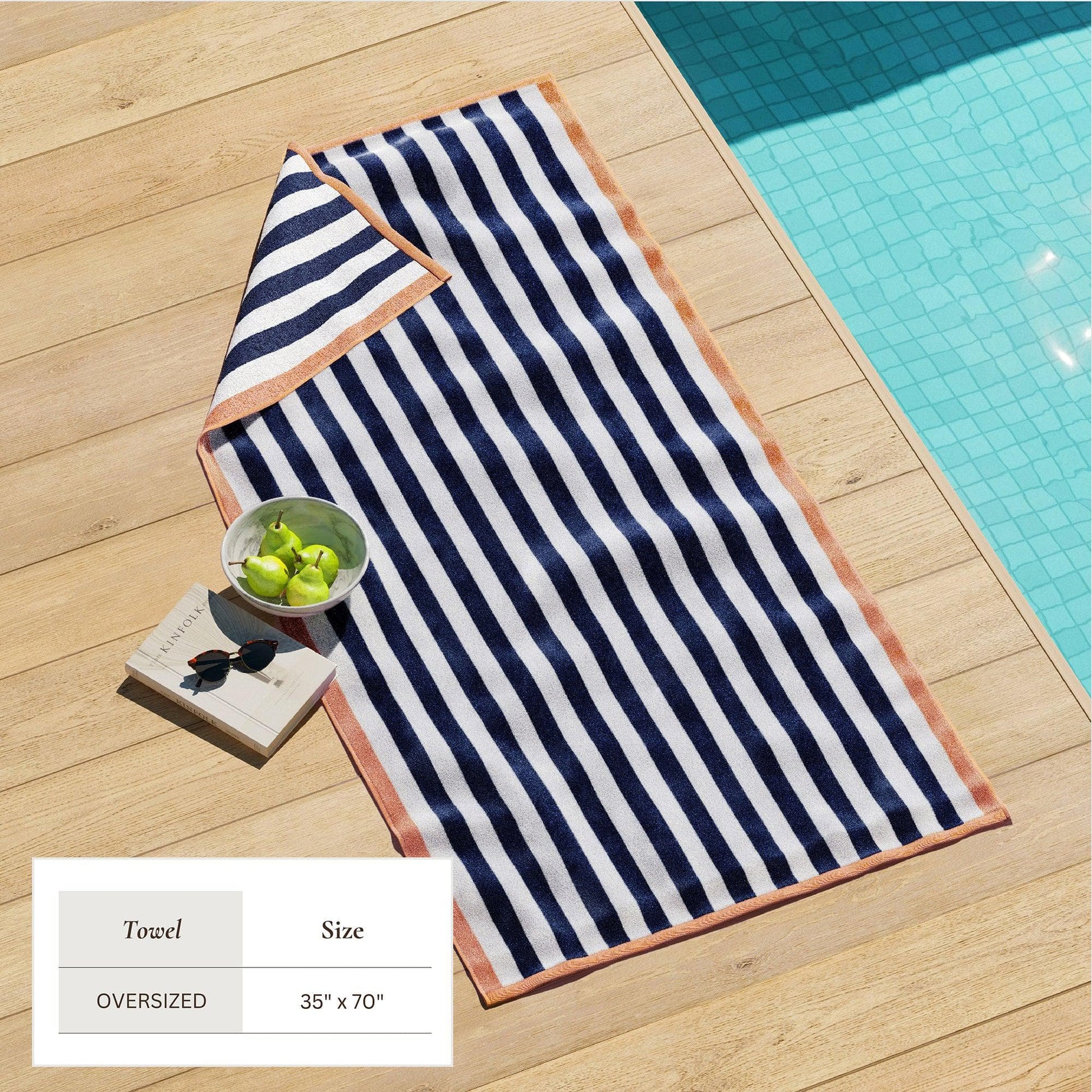 Oversized Striped Border Cabana Beach Towel - Santa Cruz - Best Buy Furniture