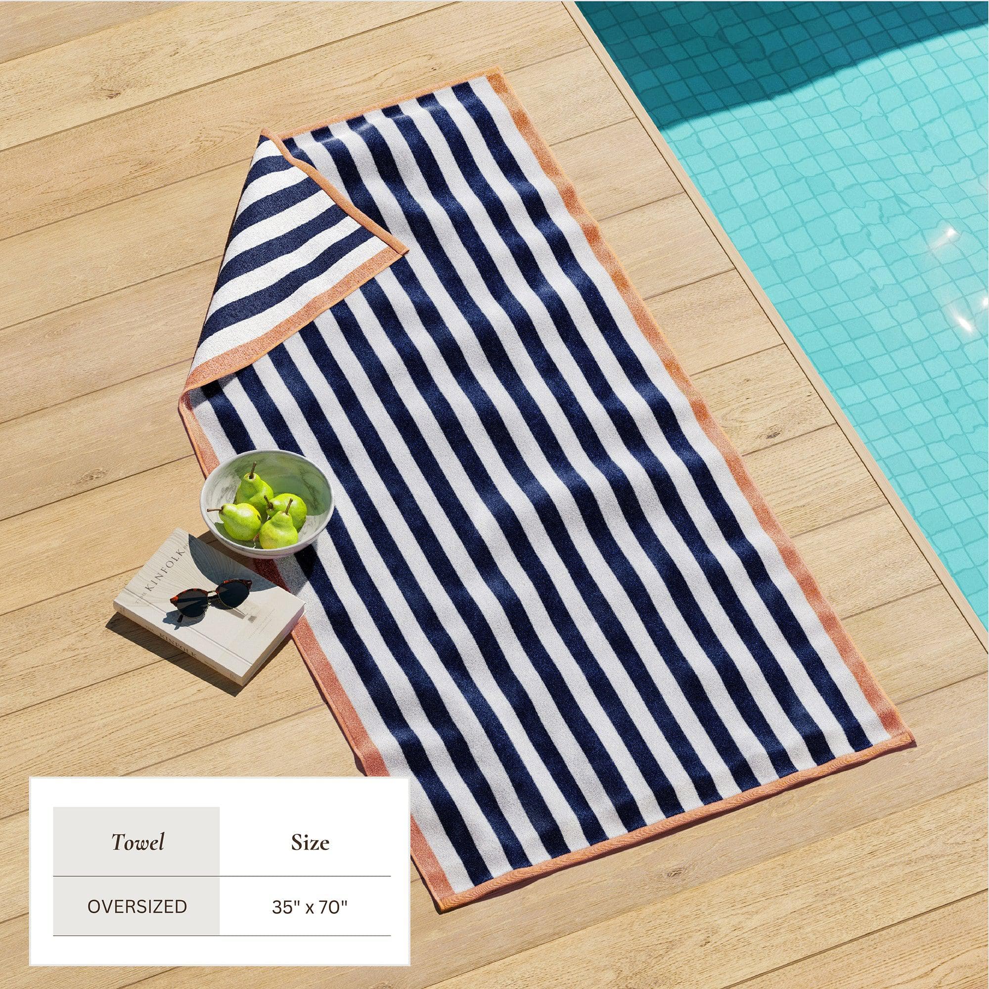 Oversized Striped Border Cabana Beach Towel - Santa Cruz - Best Buy Furniture