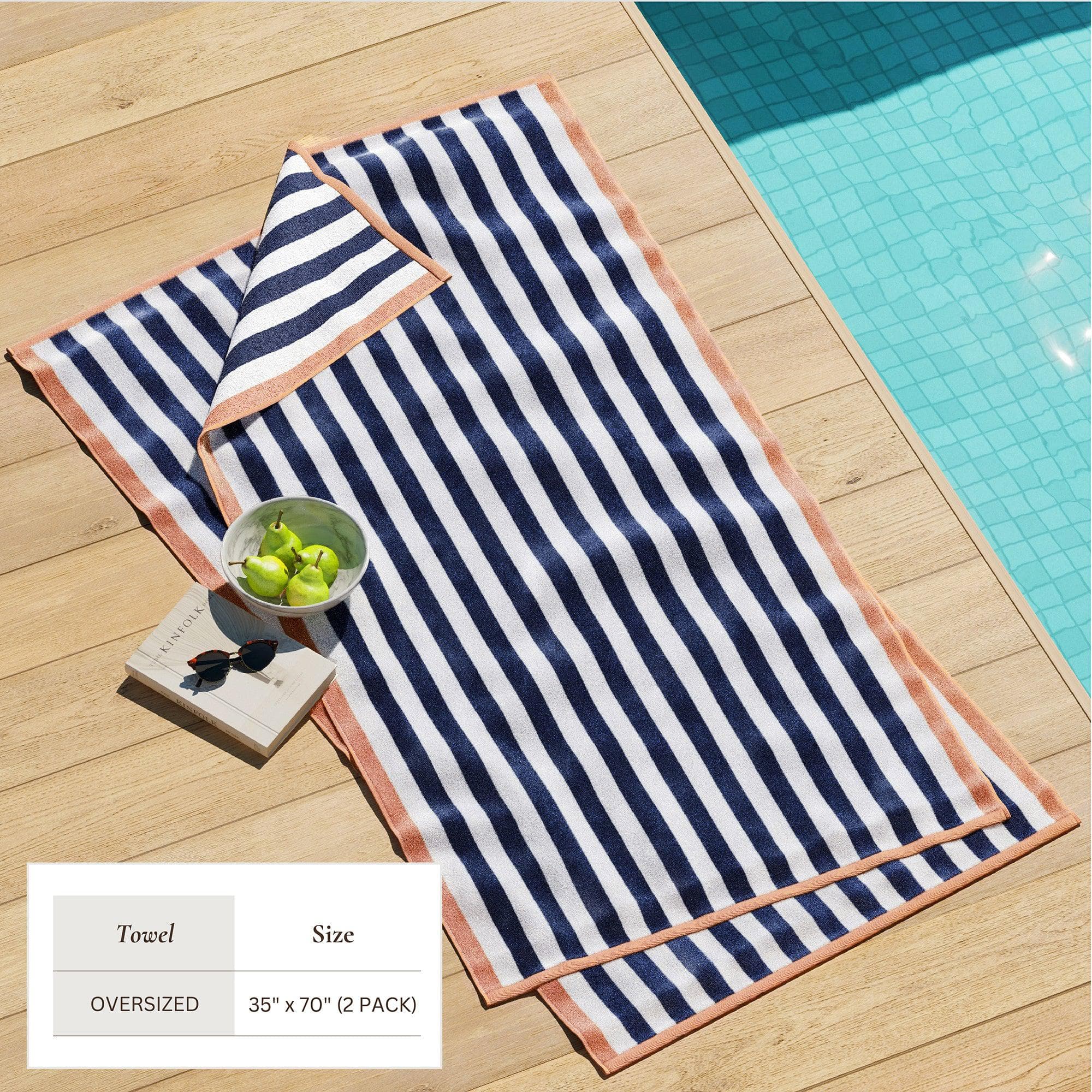 Oversized Striped Border Cabana Beach Towel - Santa Cruz - Best Buy Furniture